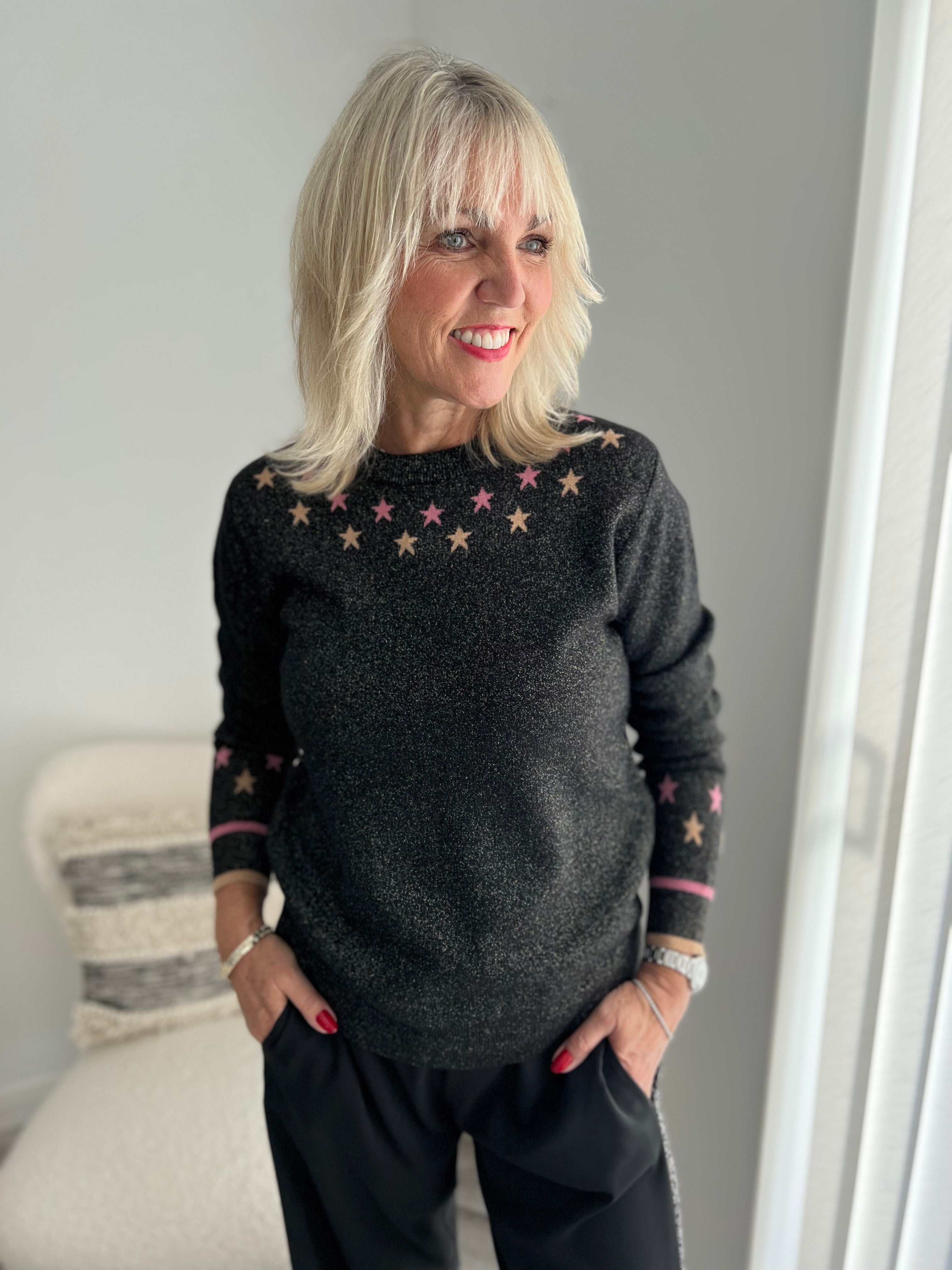 Sparkle Jumper with Stars in Black