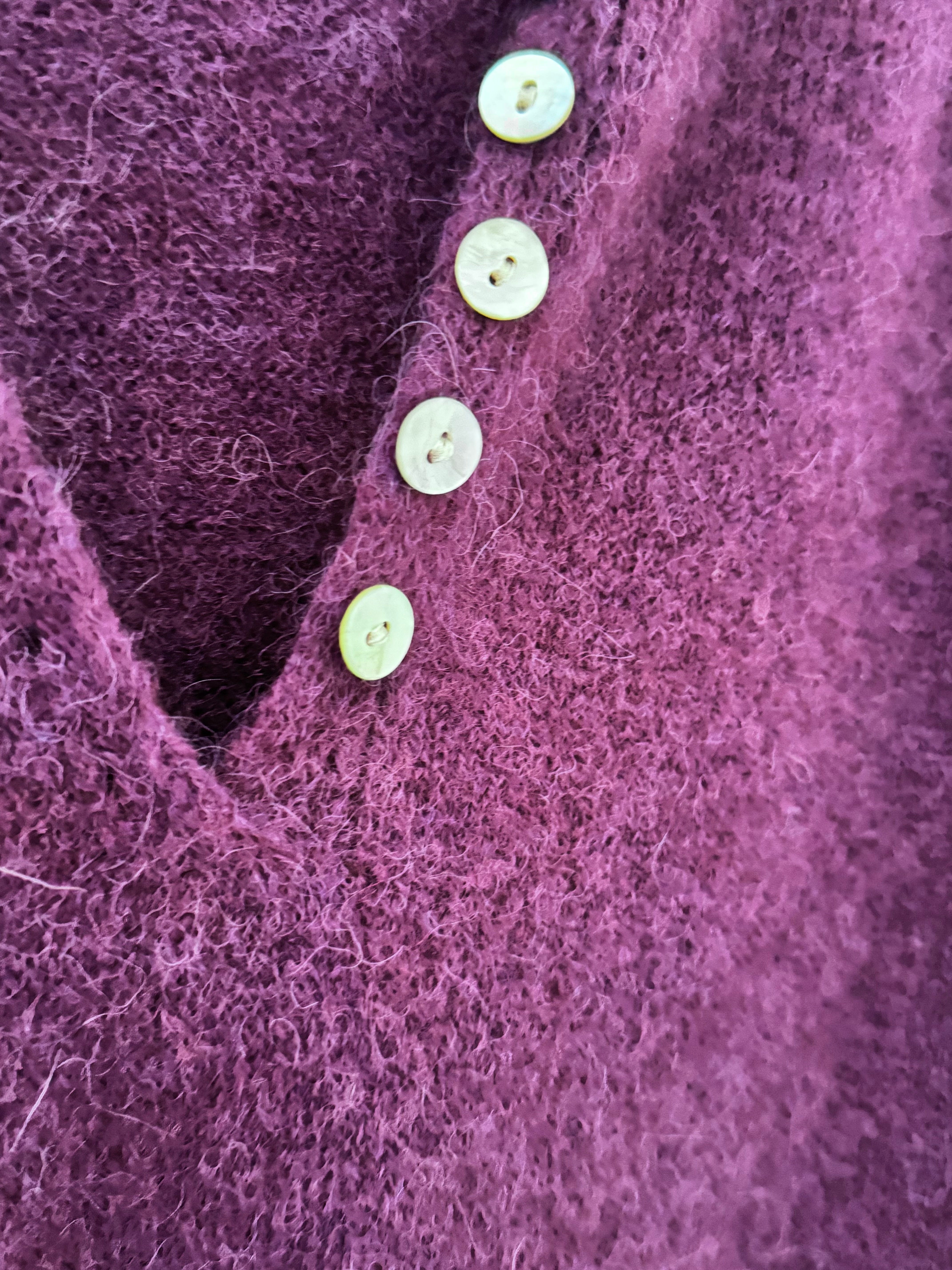 Softie Jumper with Button Neck in Plum