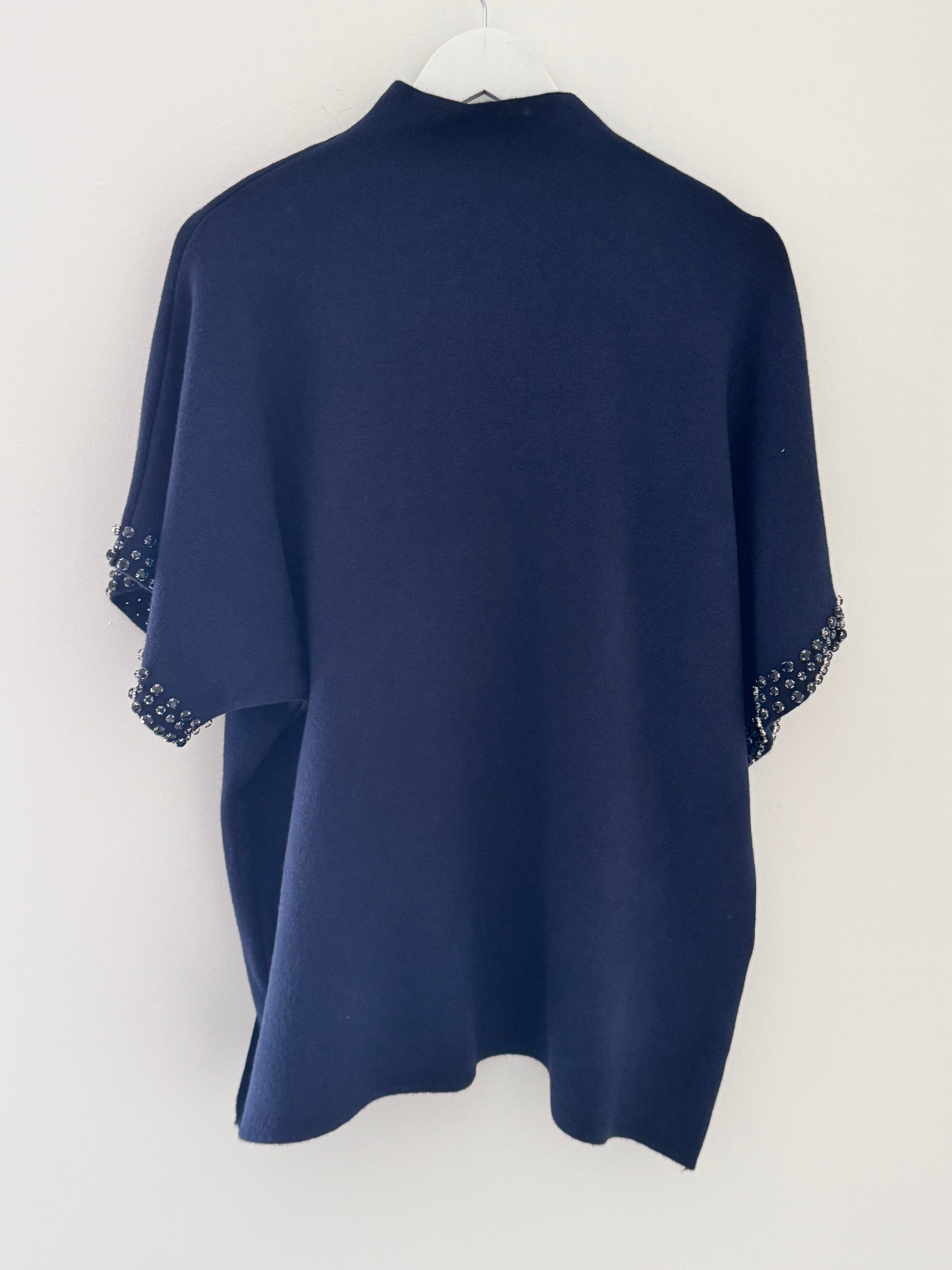 Jewel Sleeve Knit in Navy