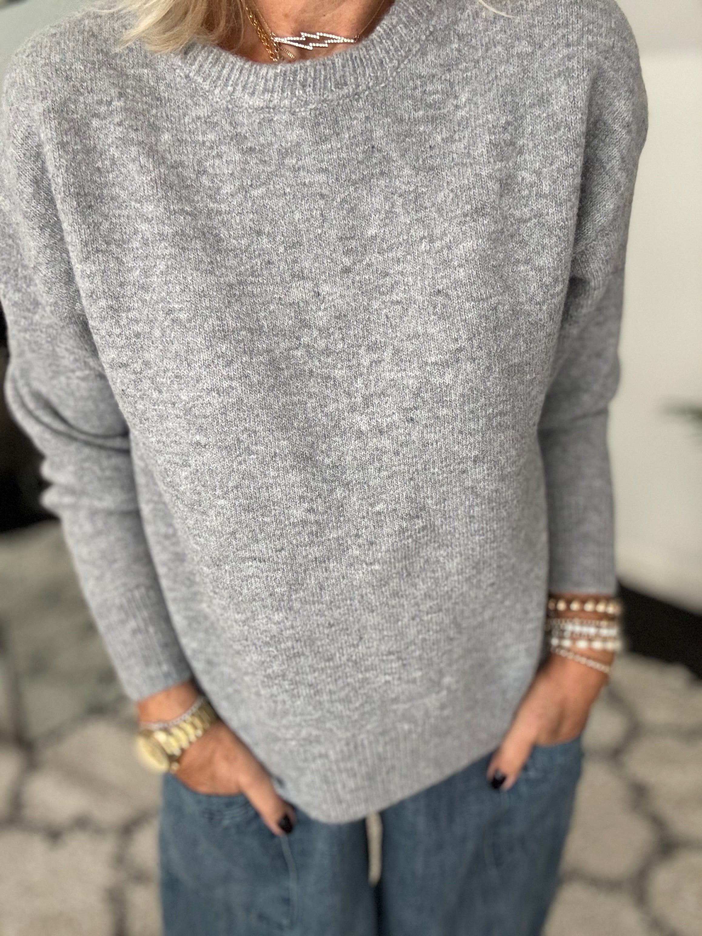 Soft & Cosy Round Neck Jumper in Marl Grey
