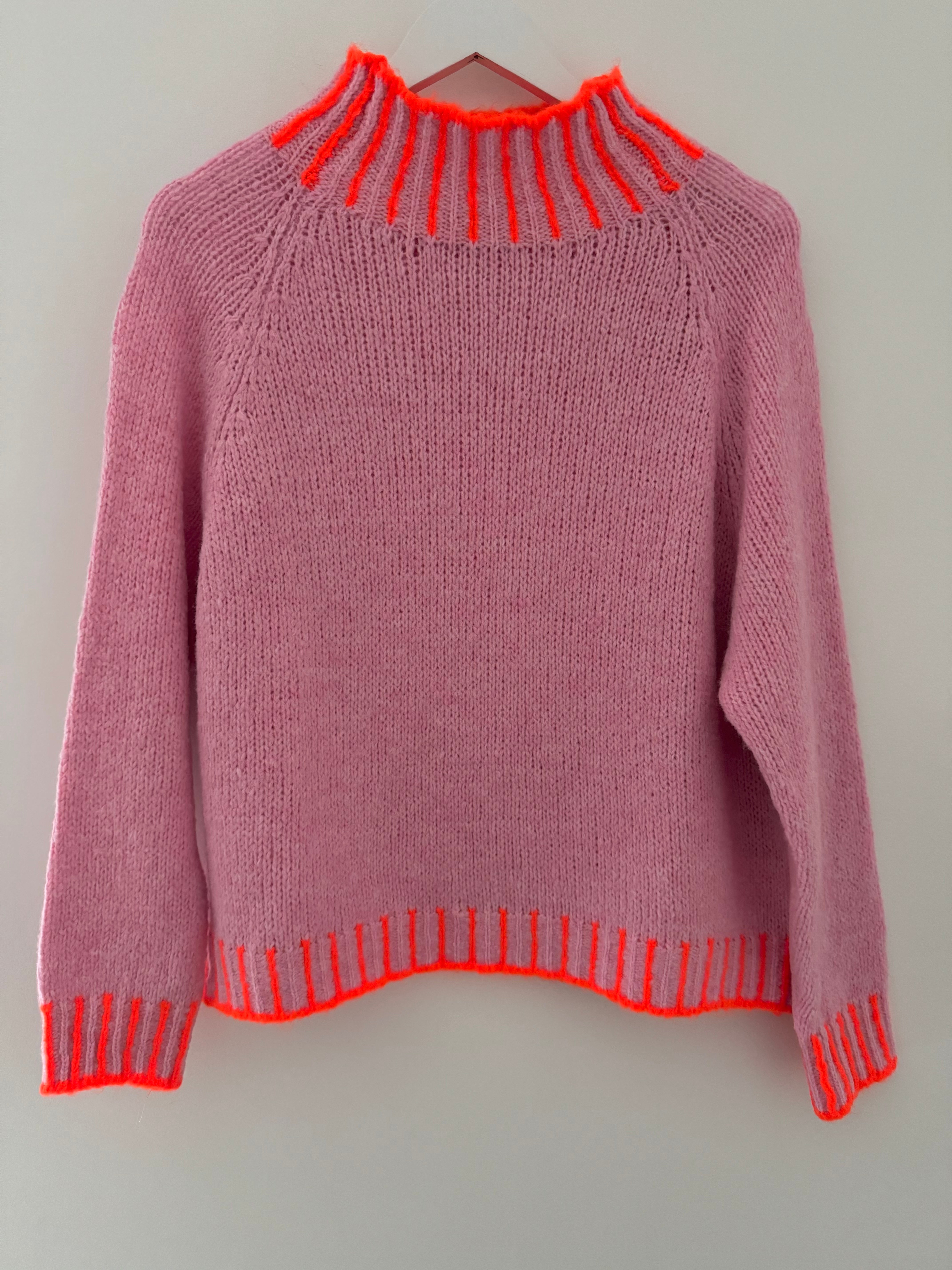 Stunning Funnel Neck Jumper in Pink & Orange