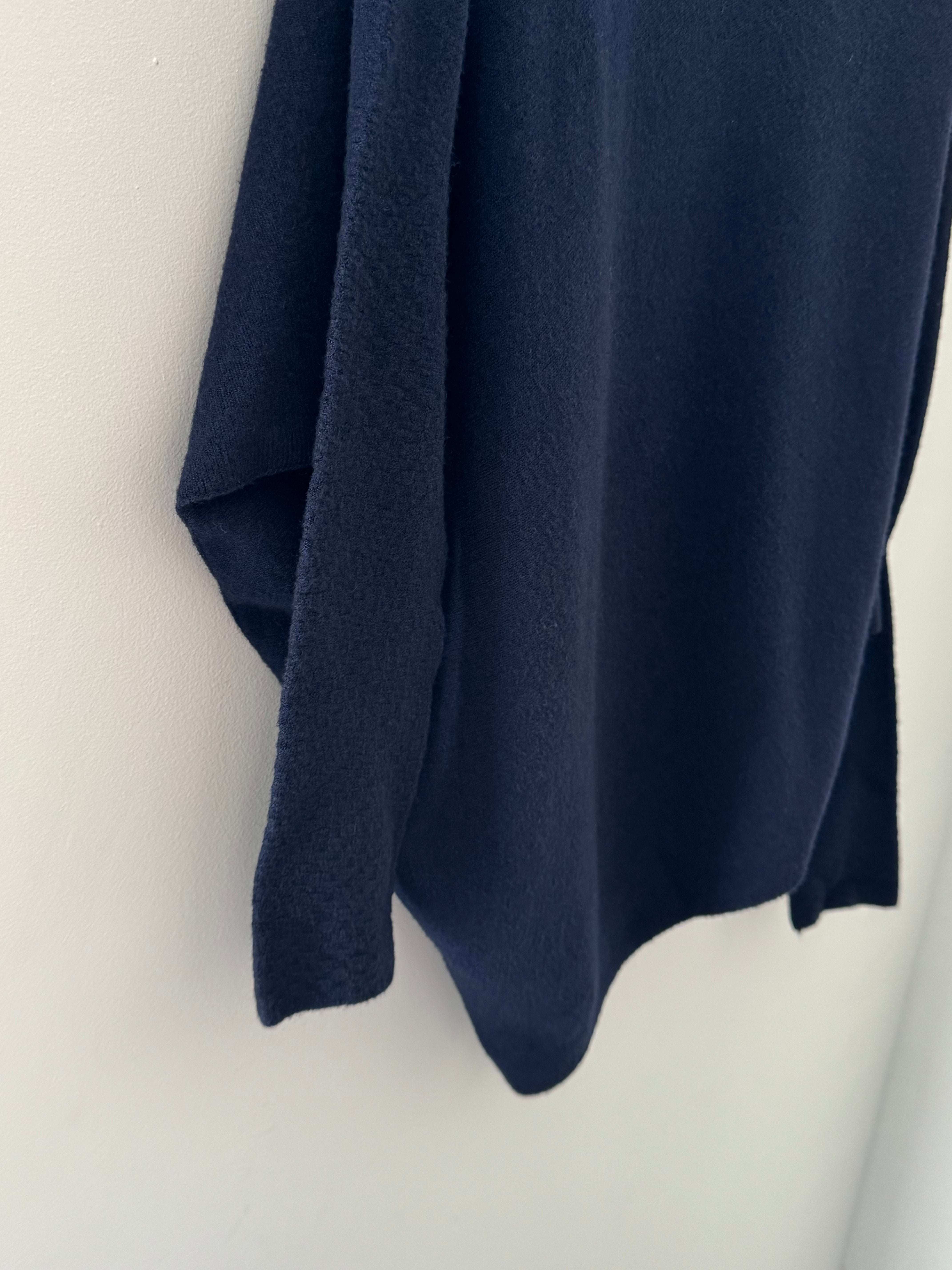Cowl Neck Asymmetric Jumper in Ink