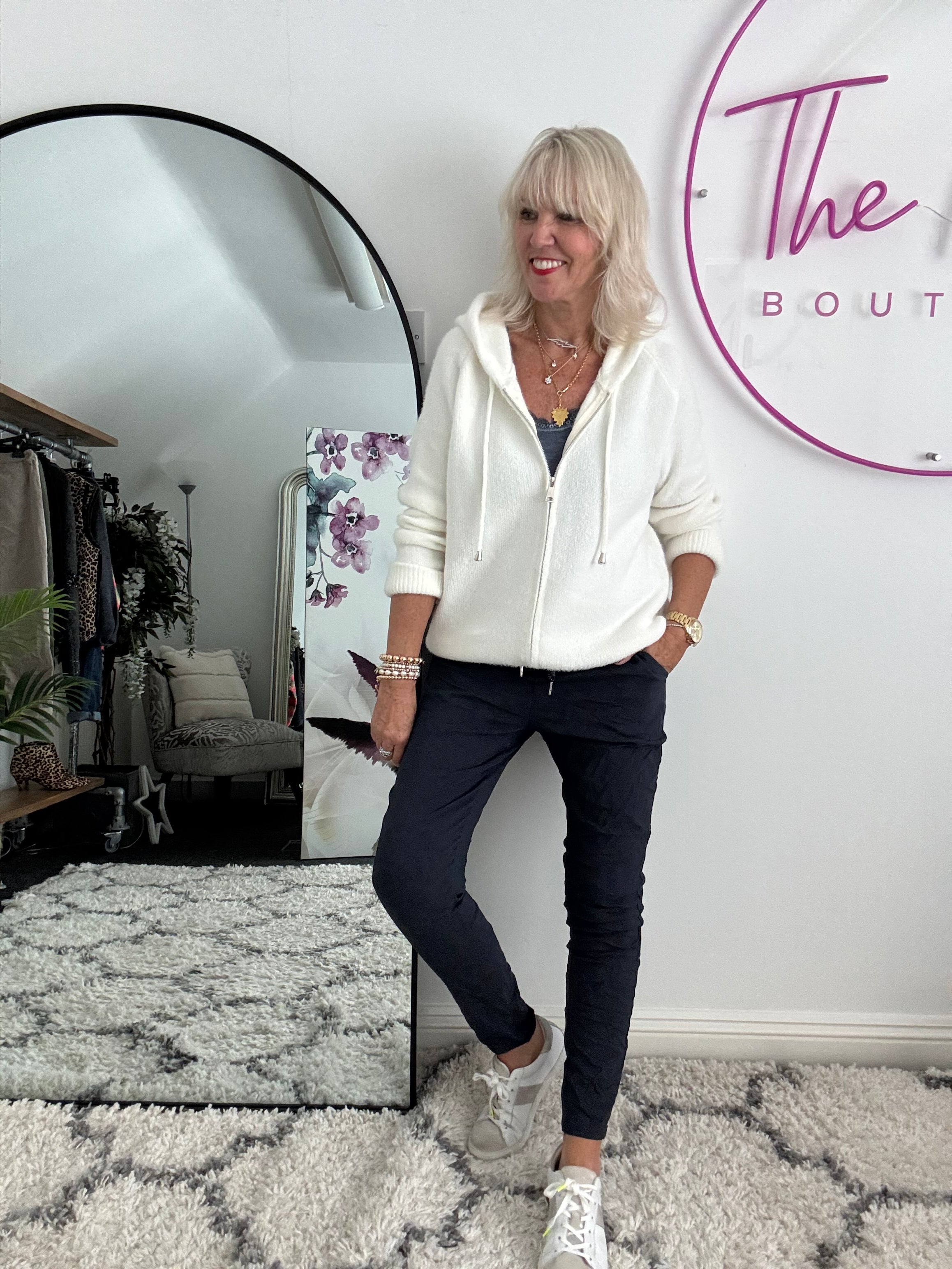 Super Stretch Joggers with Sparkly Tie in Ink