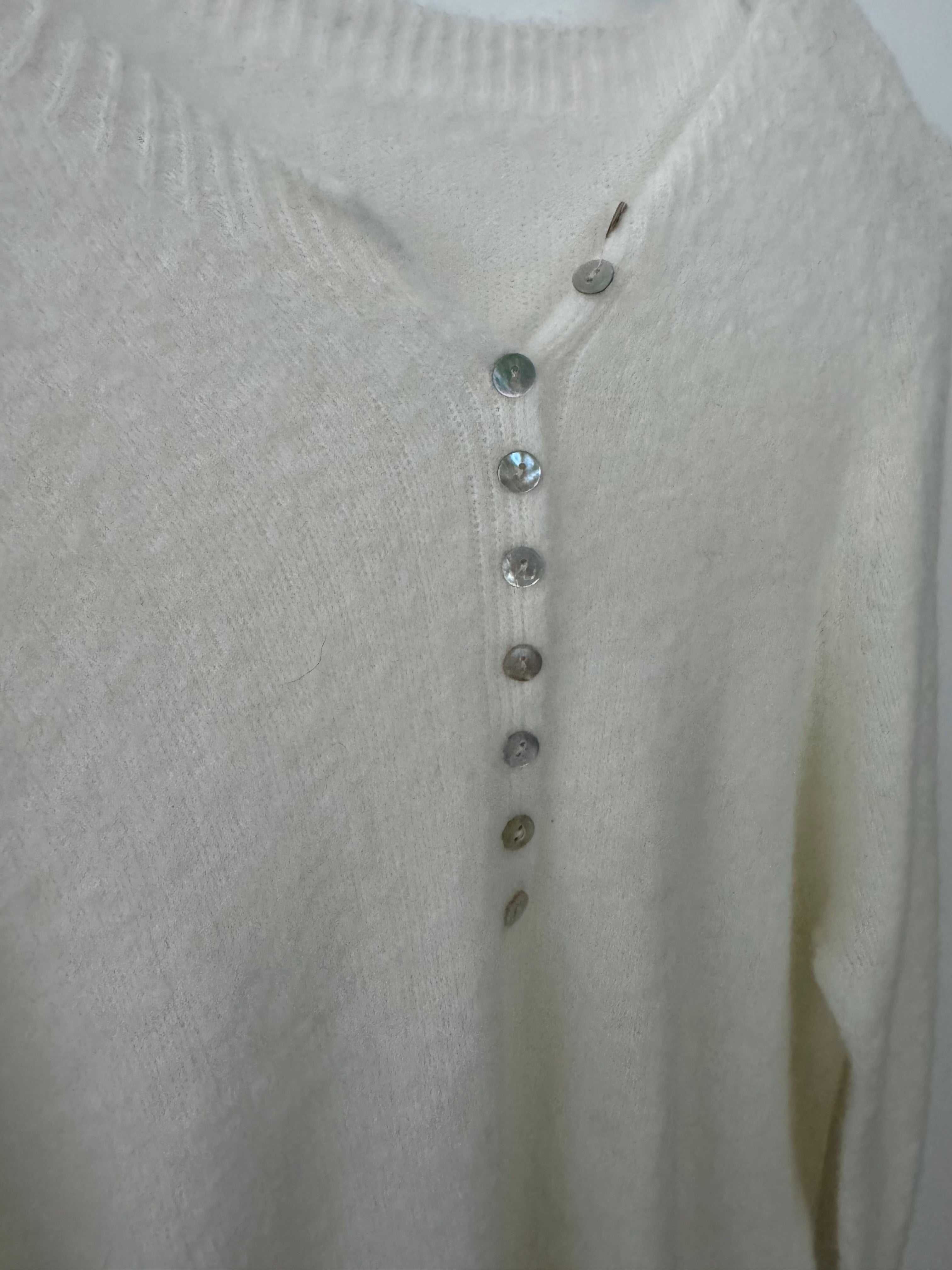 Softie Jumper with Button Neck in Ivory