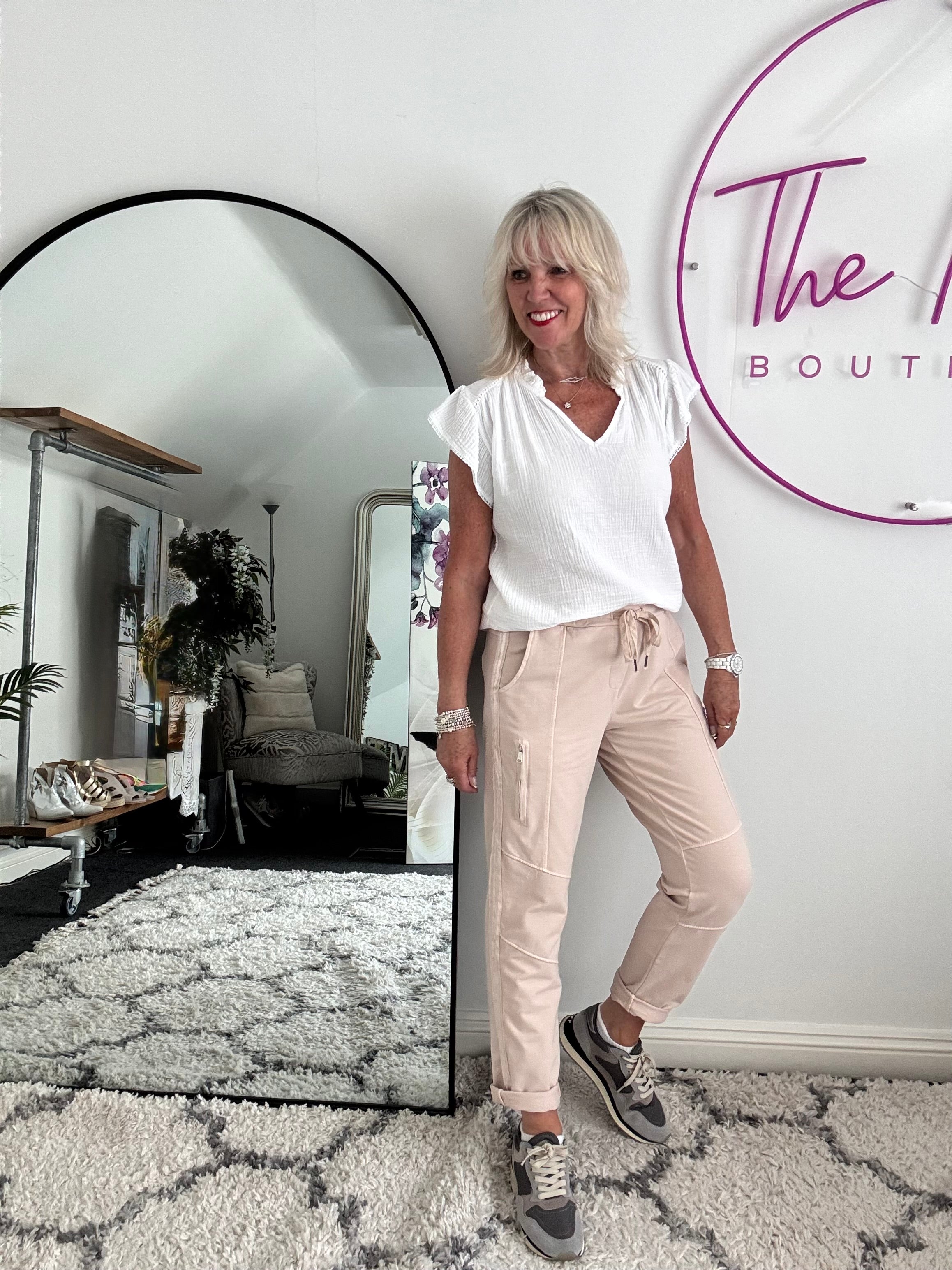 Jersey Stretch Joggers in Soft Pink