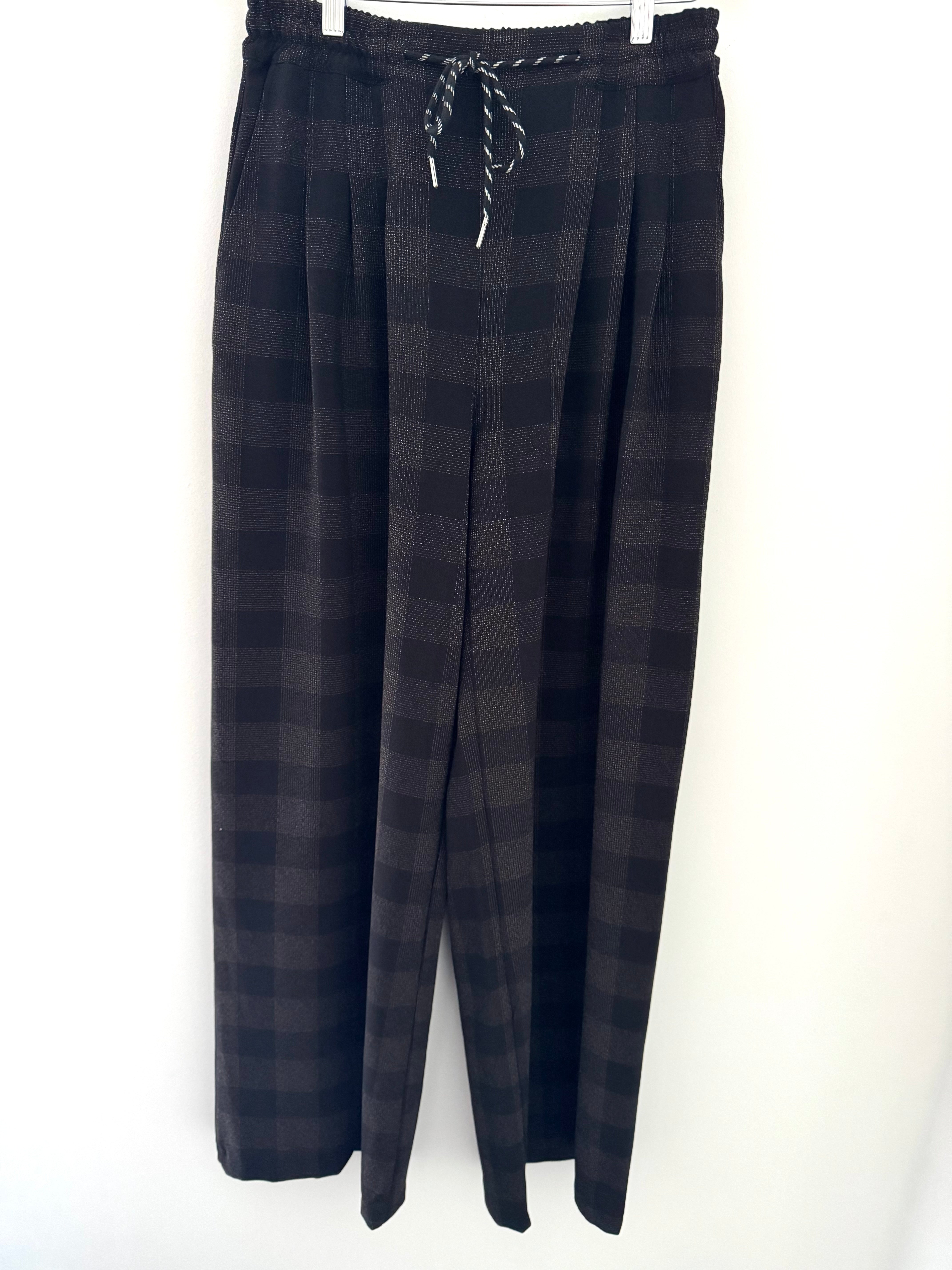 Designer Check Trousers in Black & Tan