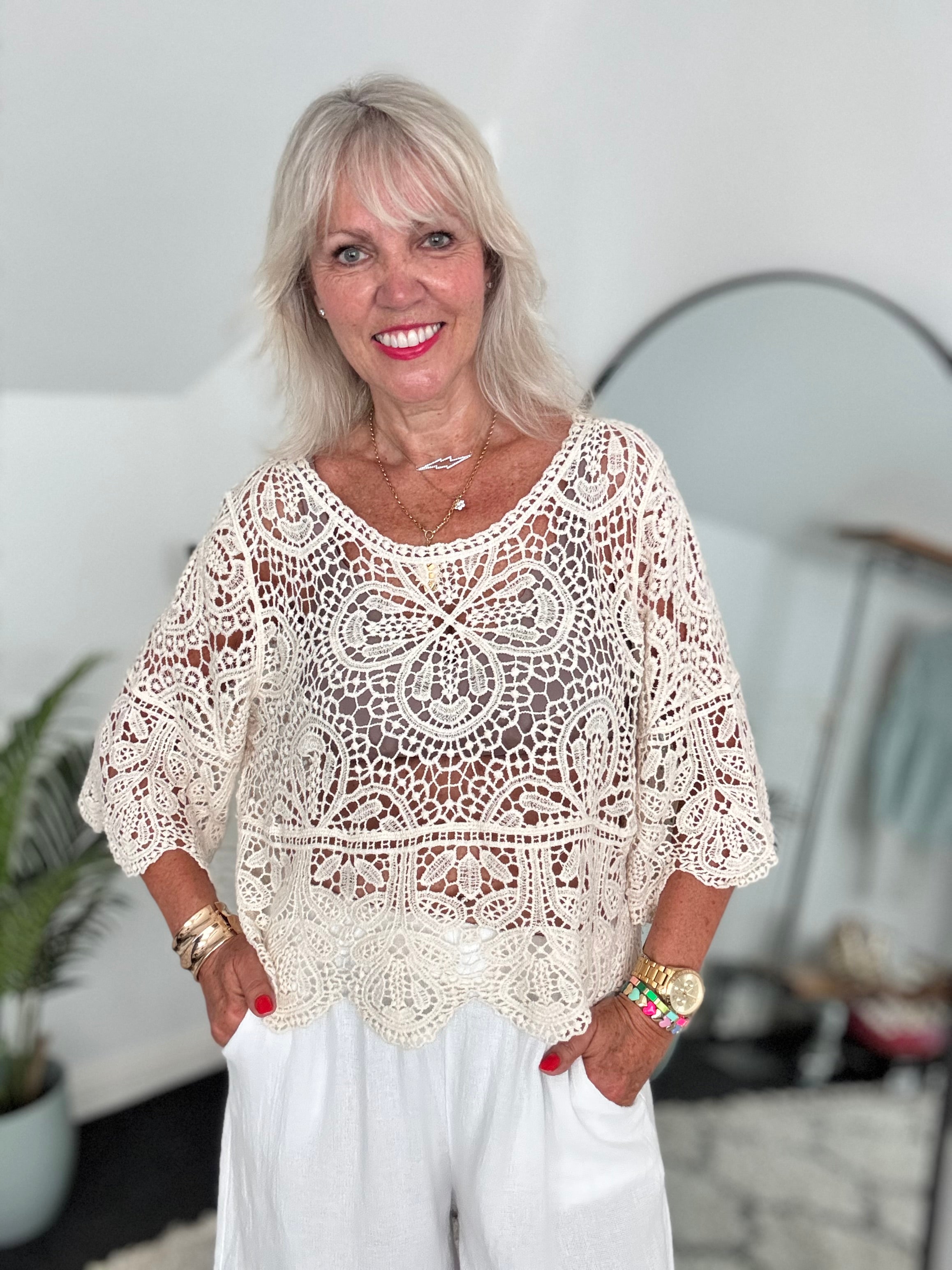 Crochet Top in Ecru