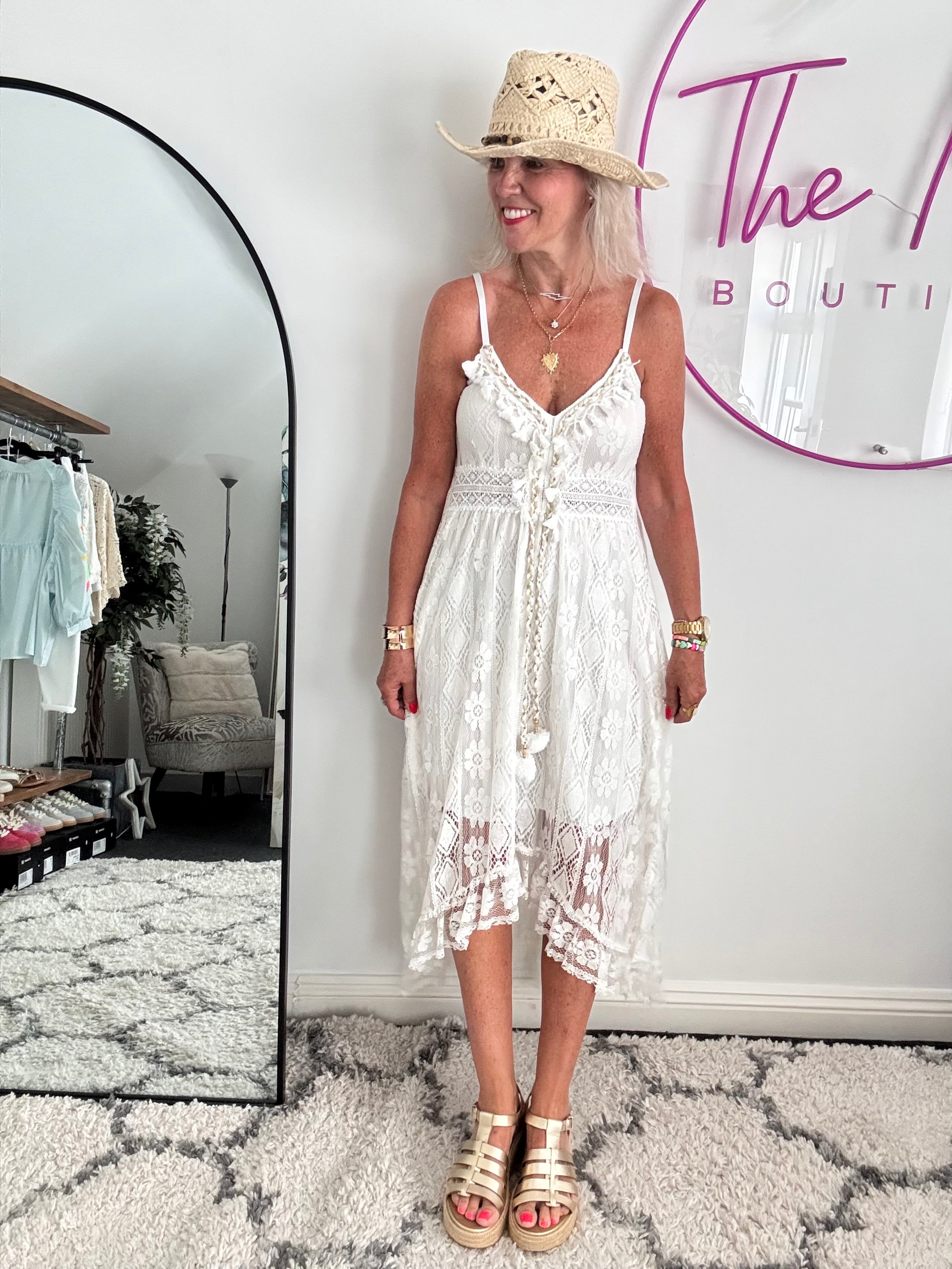 Summer Tassel Dress in Ivory