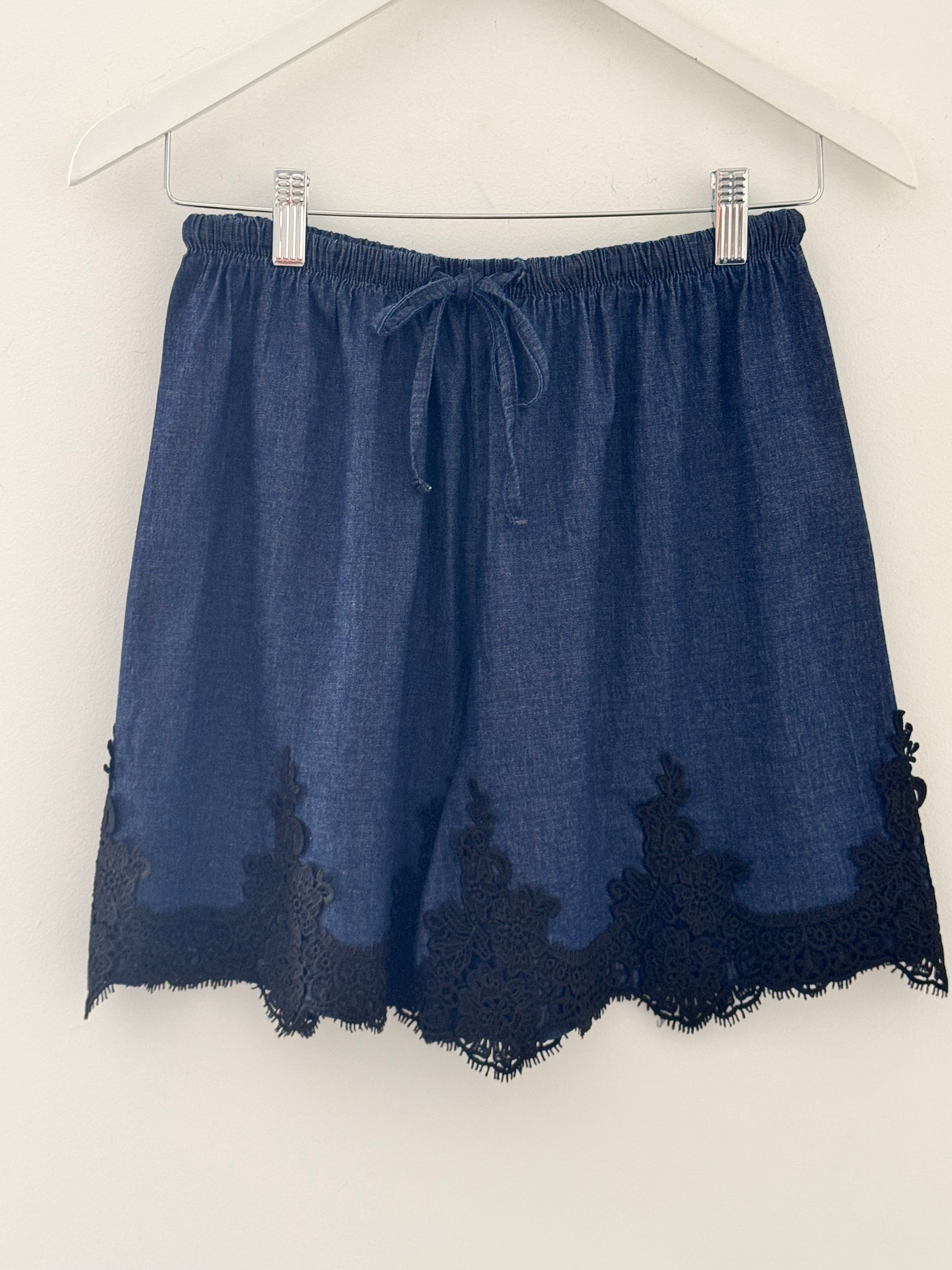 Luxe Chambray Shorts with Lace