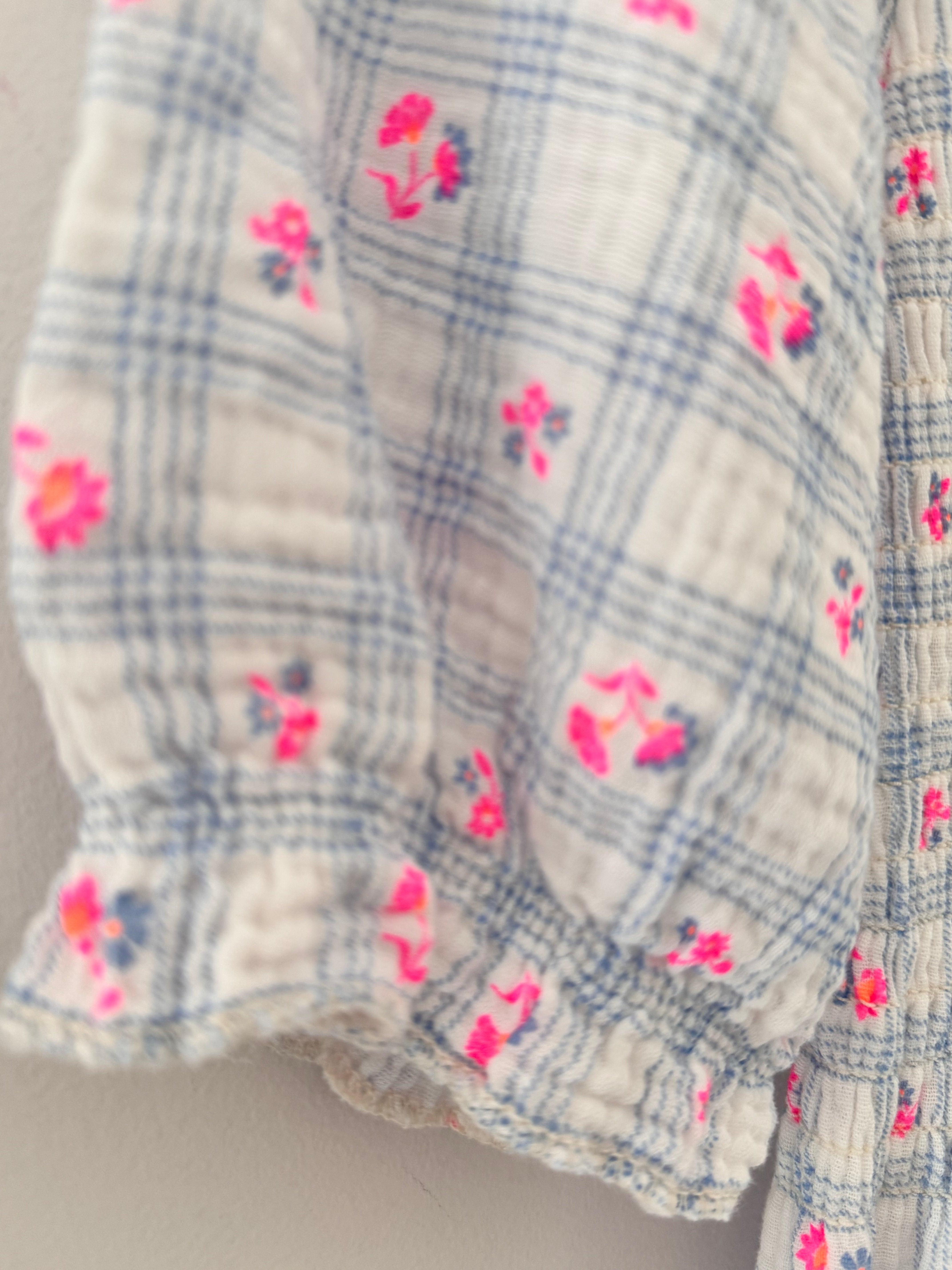 Ditsy Print Dress in Blue & Pink