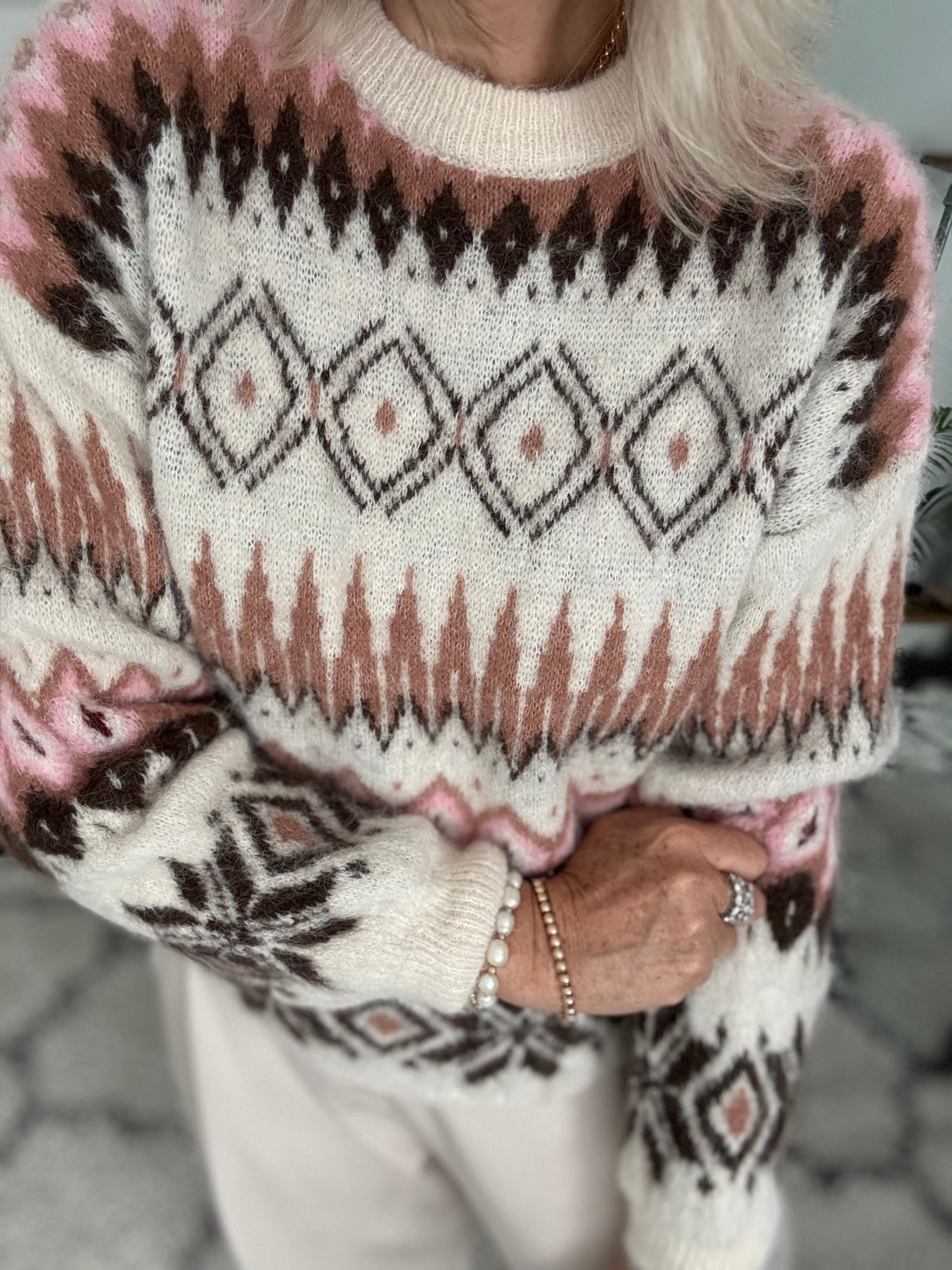 Softie Pattern Jumper in Pink & Mocha