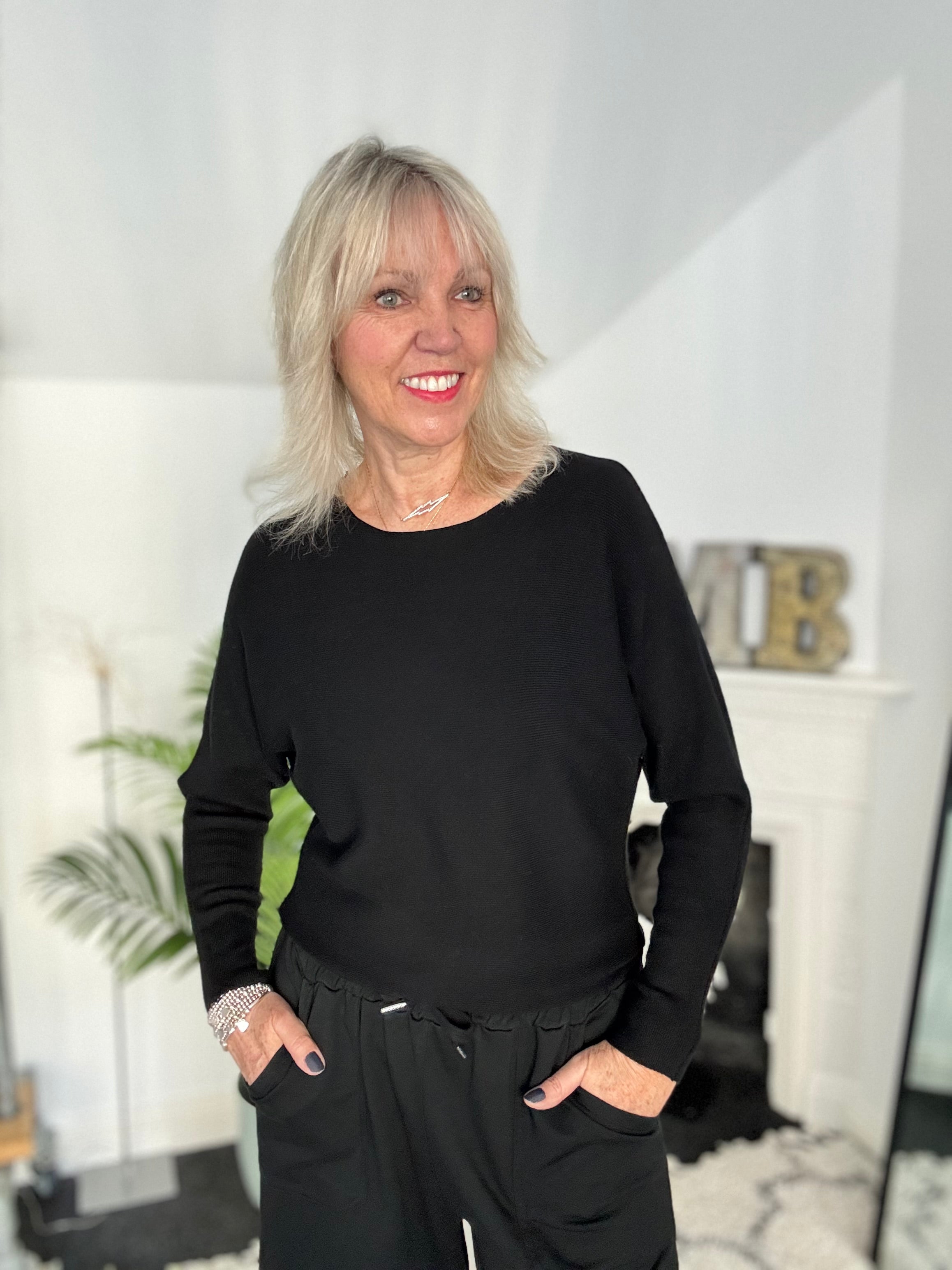 Simple Ribbed Jumper in Black