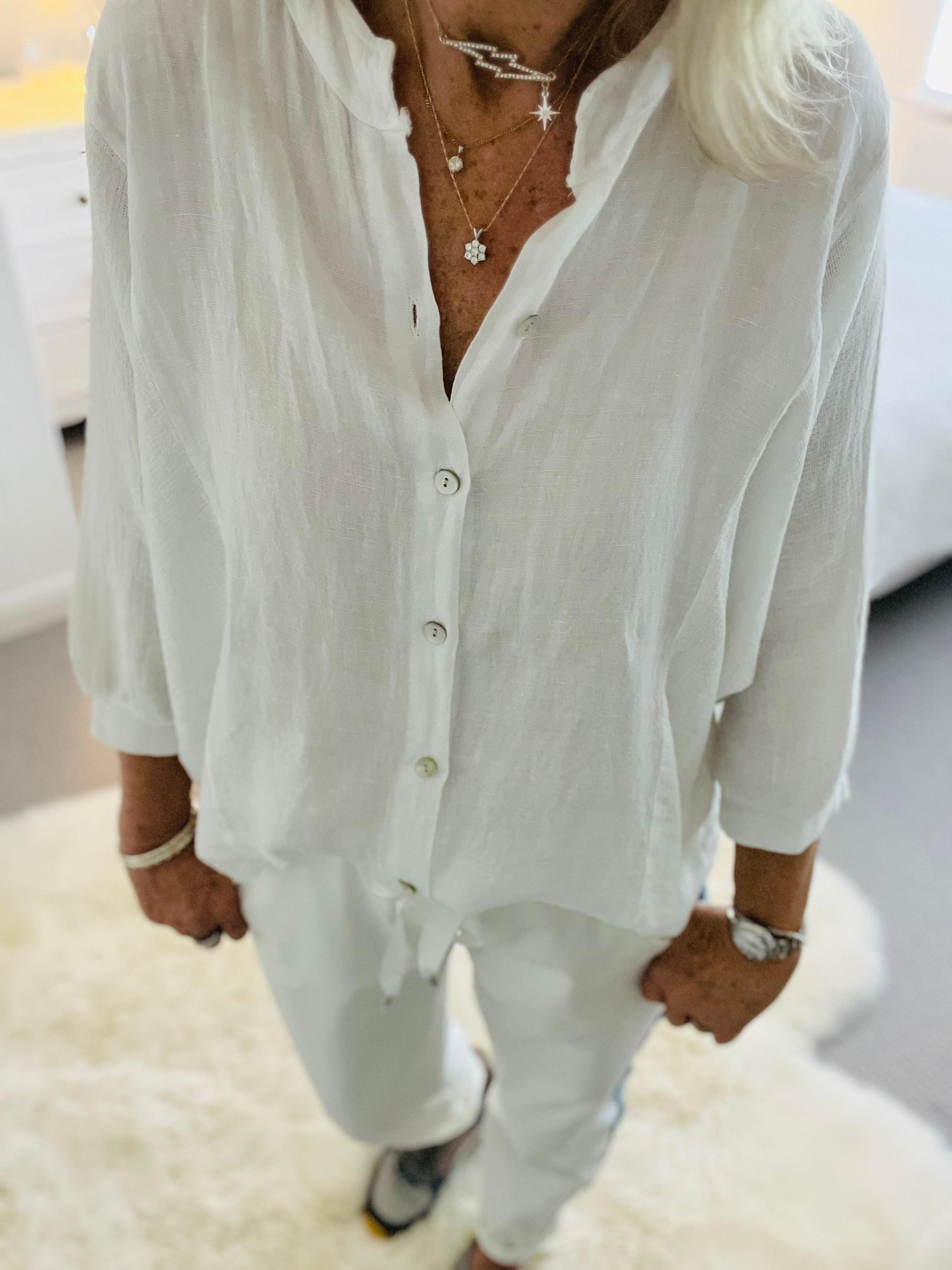 Linen & Cotton Shirt in White