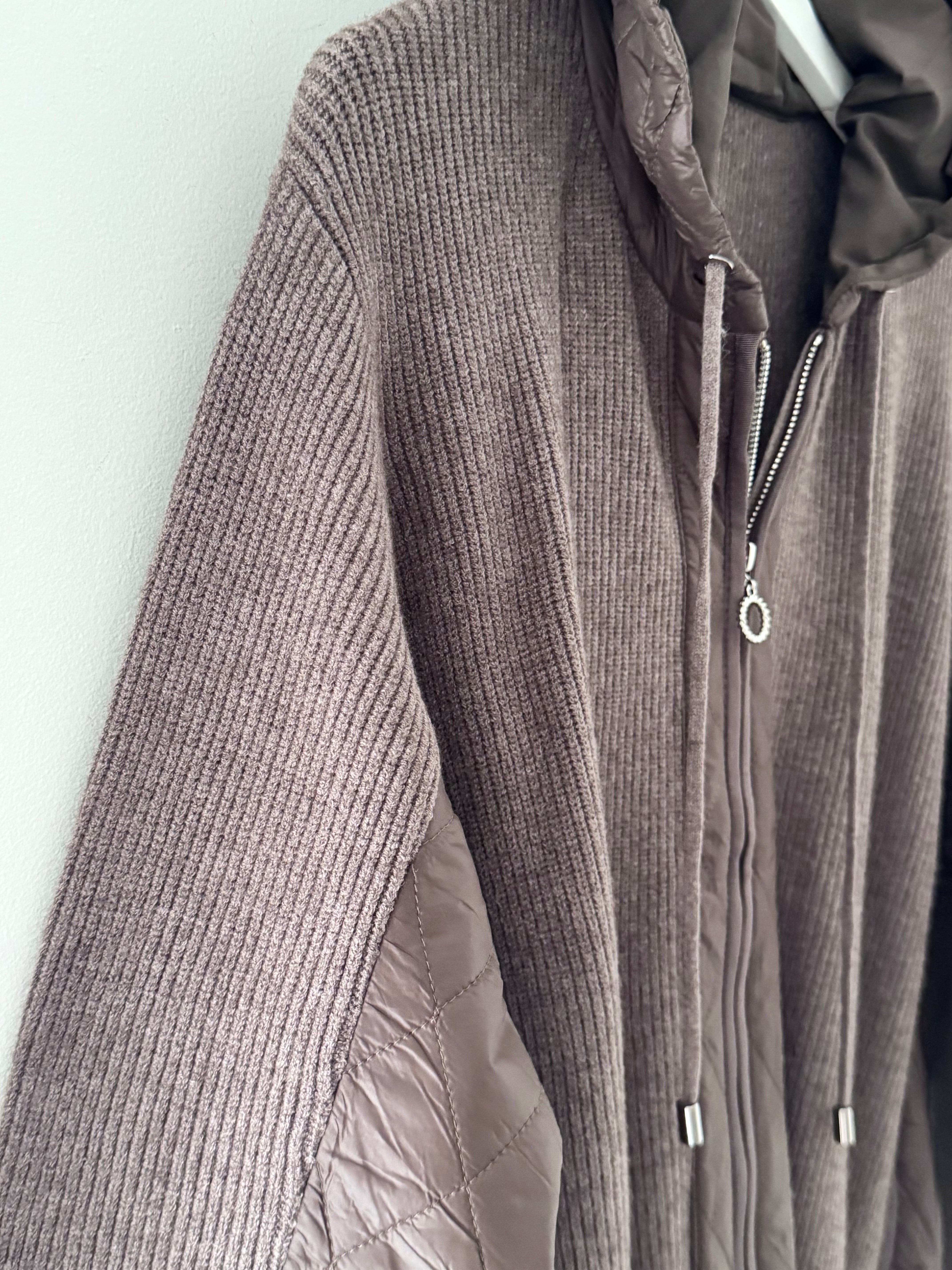 Hooded Knit Jacket in Chocolate