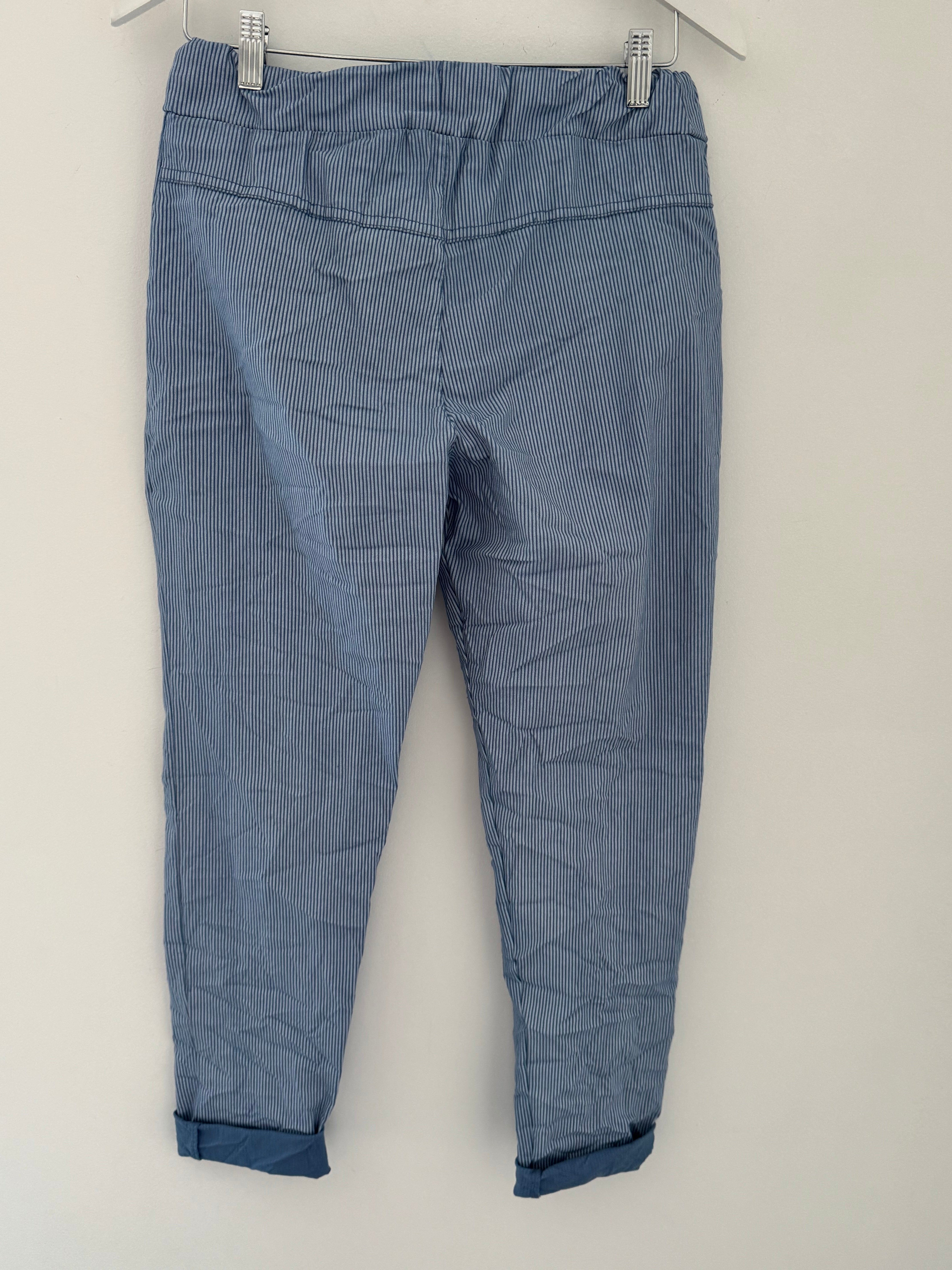 Slimfit Pinstripe Stretch Joggers in Light Blue