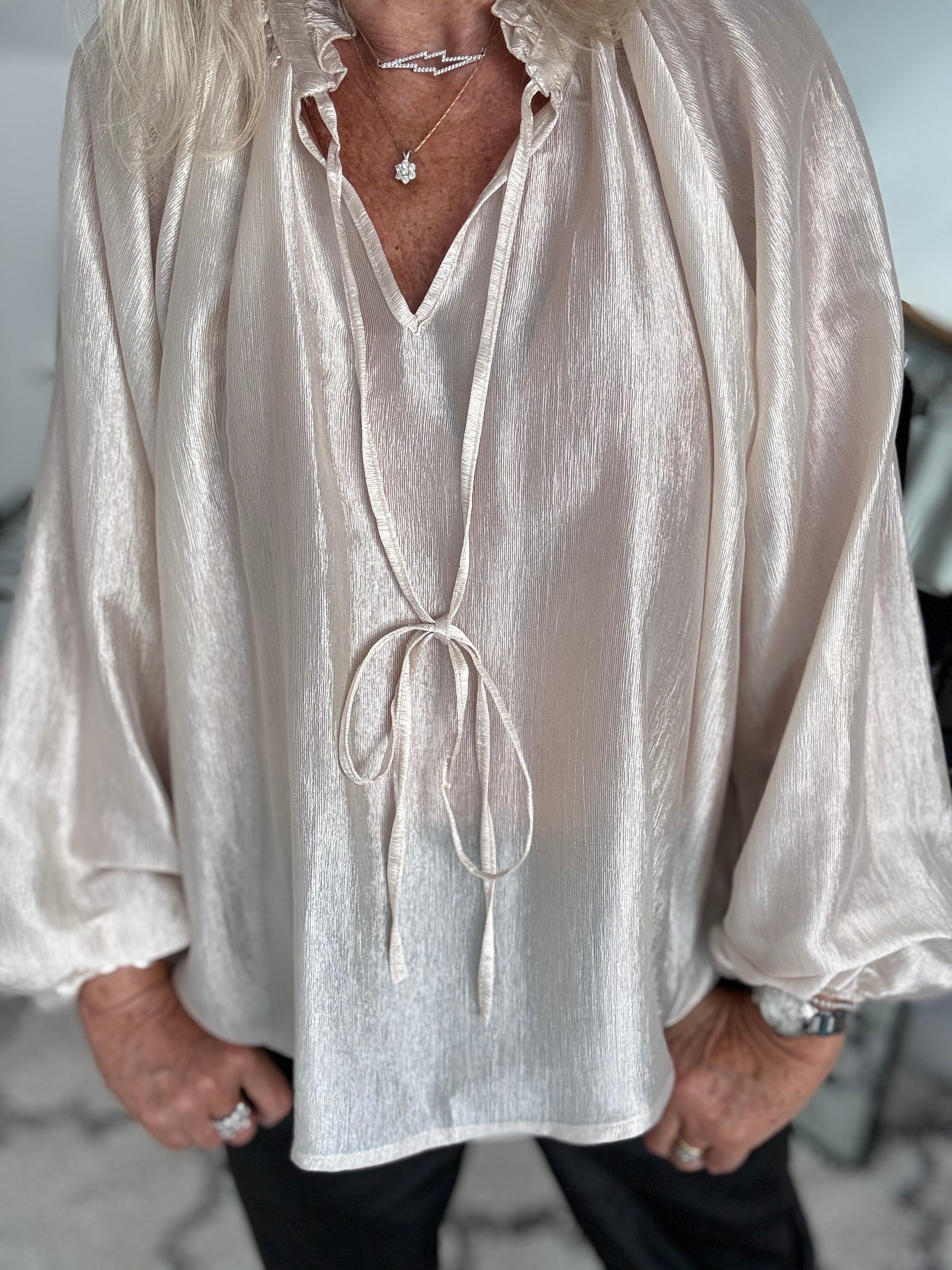 Silky Shimmer Blouse in Vanilla Blush