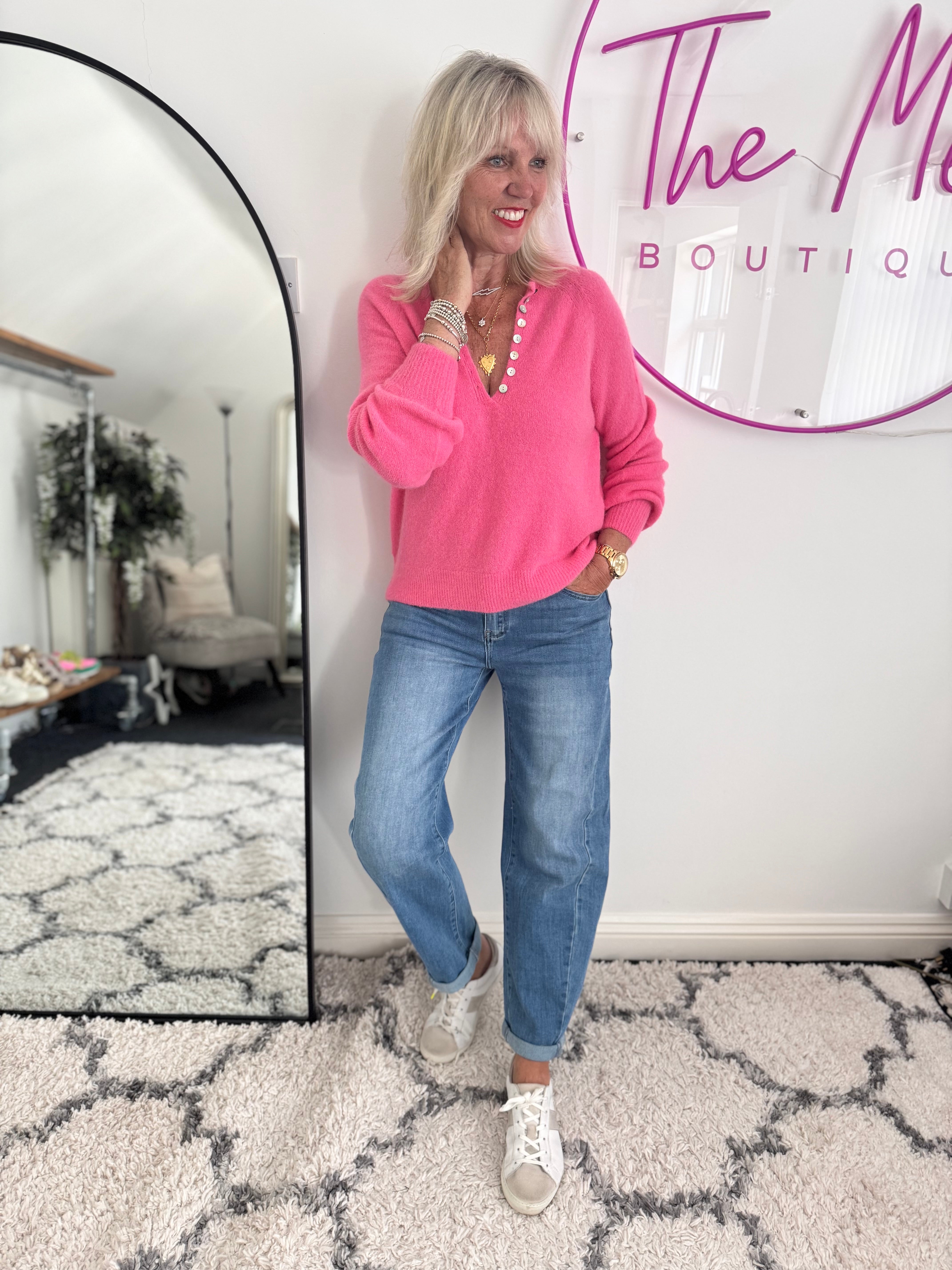 Stretch Boyfriend Jeans in Light Denim