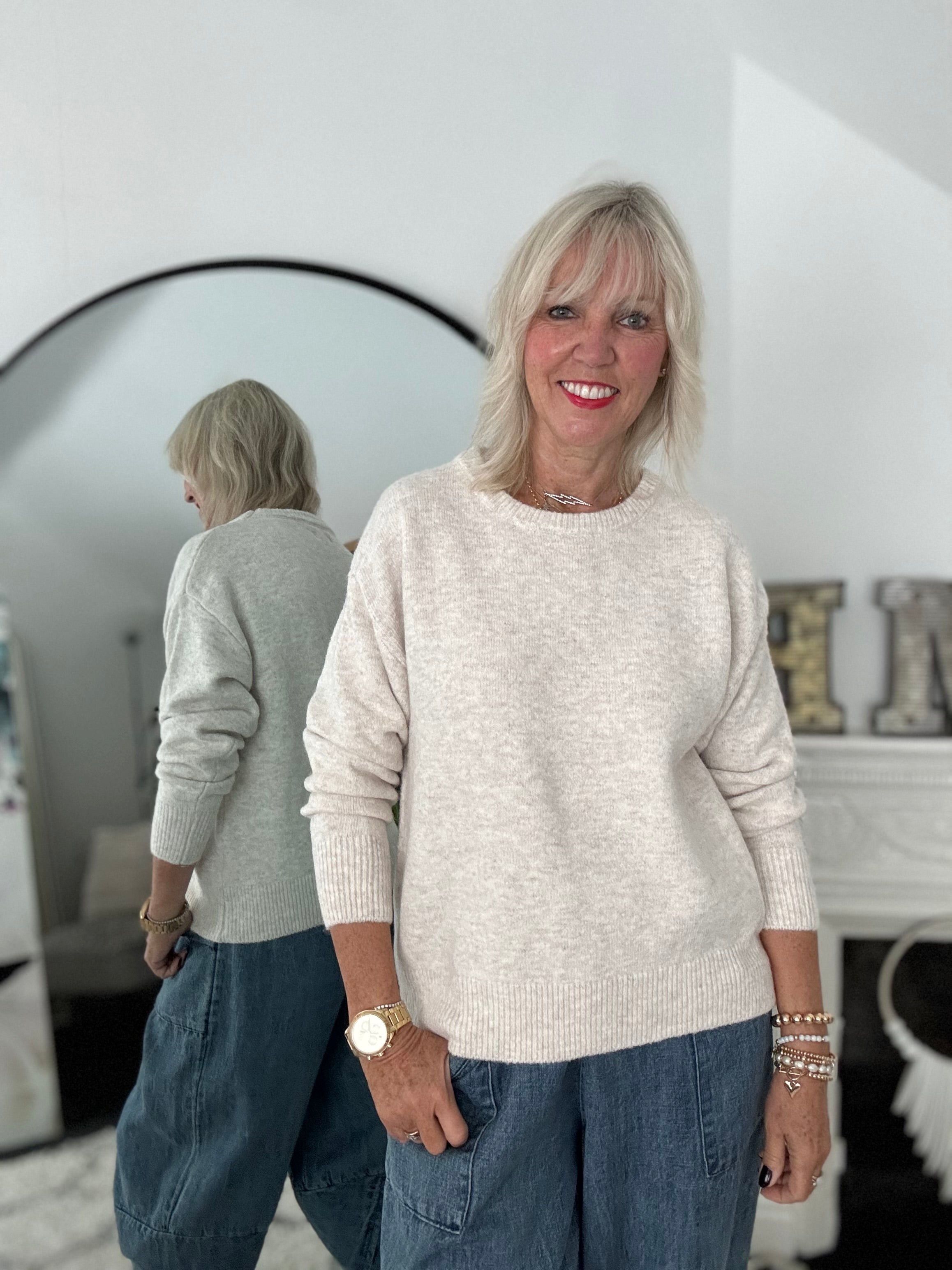 Soft & Cosy Round Neck Jumper in Stone