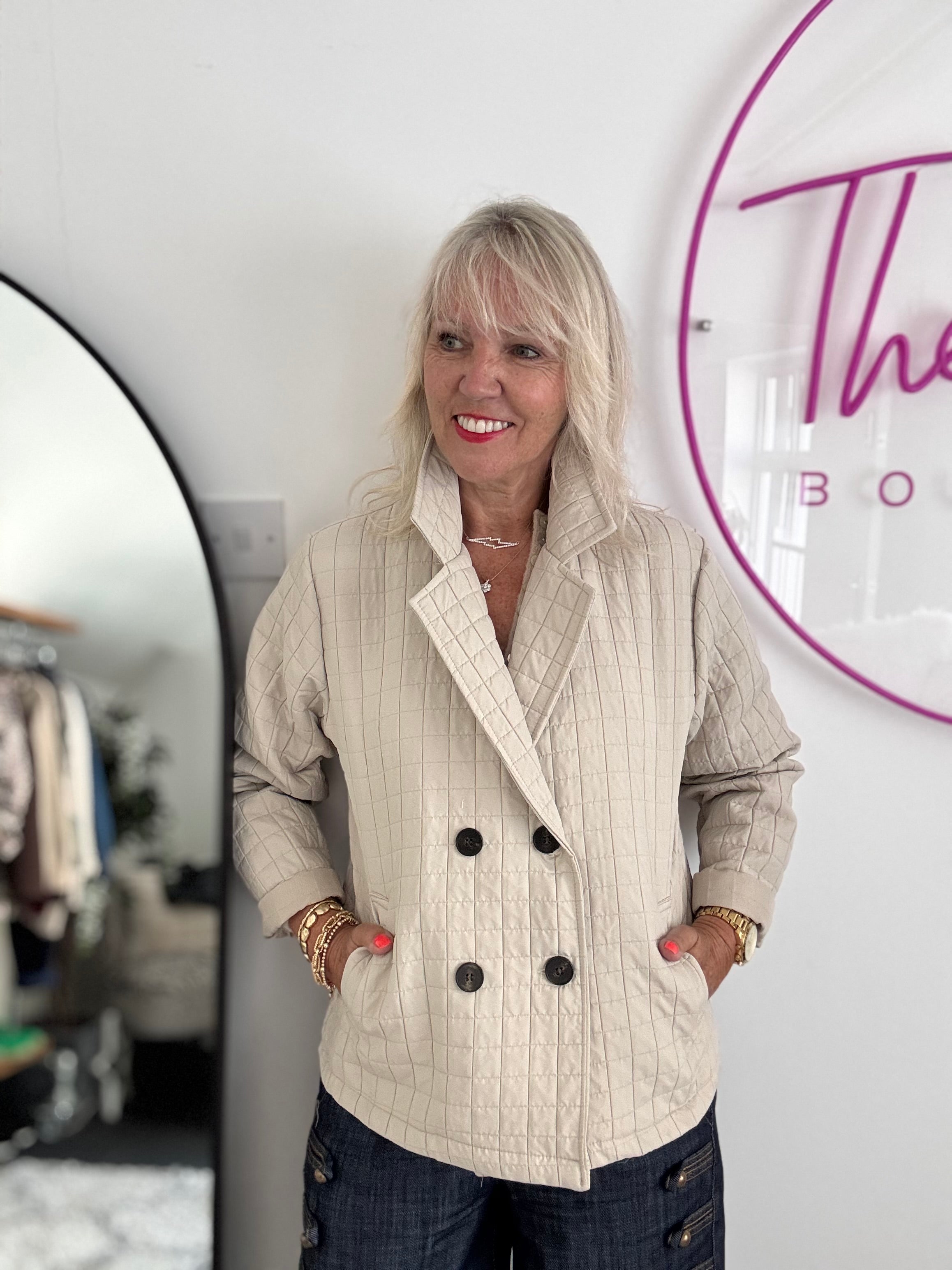 Luxe Quilted Jacket in Ecru