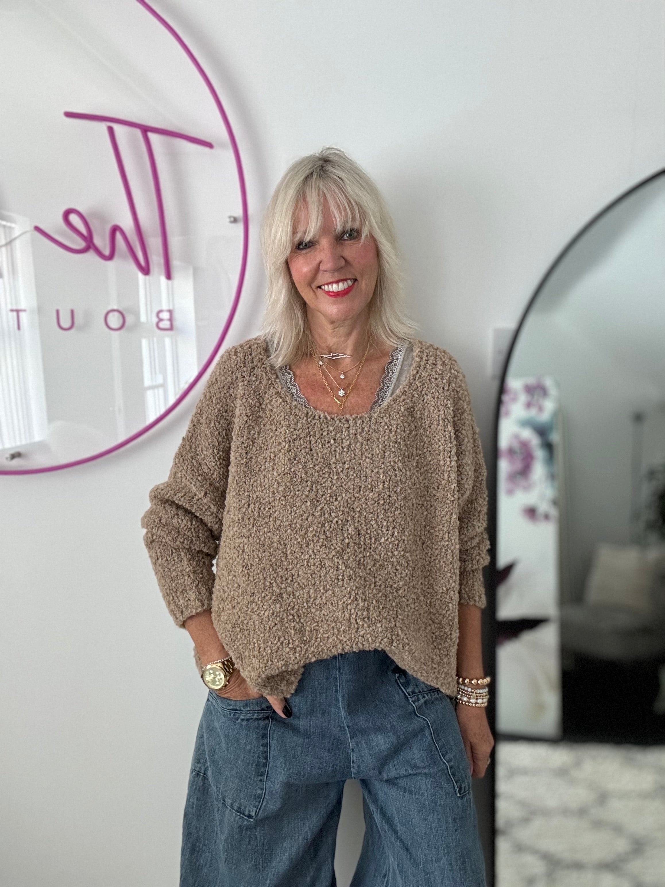 Boucle Jumper in Latte