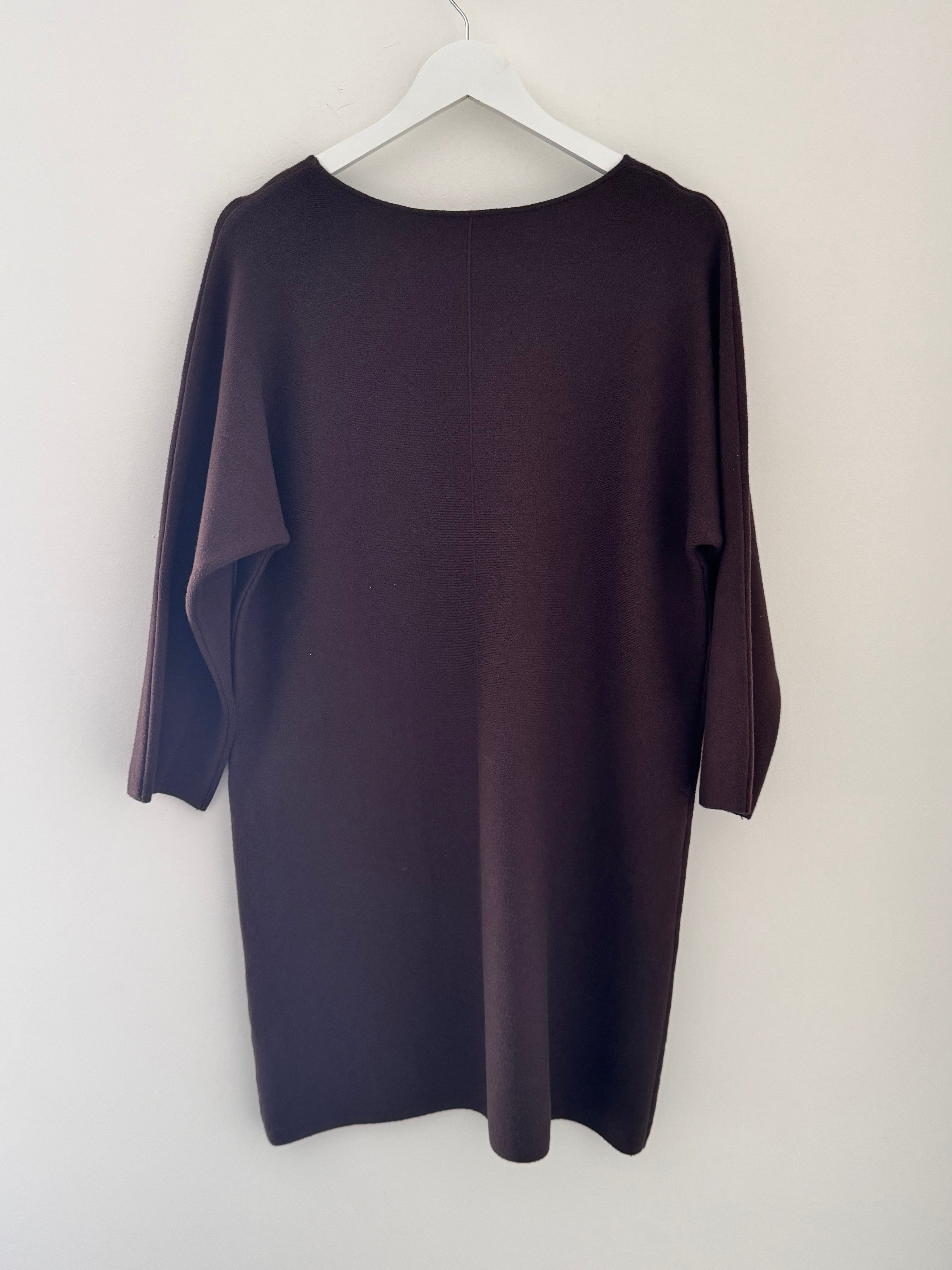 Luxe Knitted Pocket Dress in Chocolate