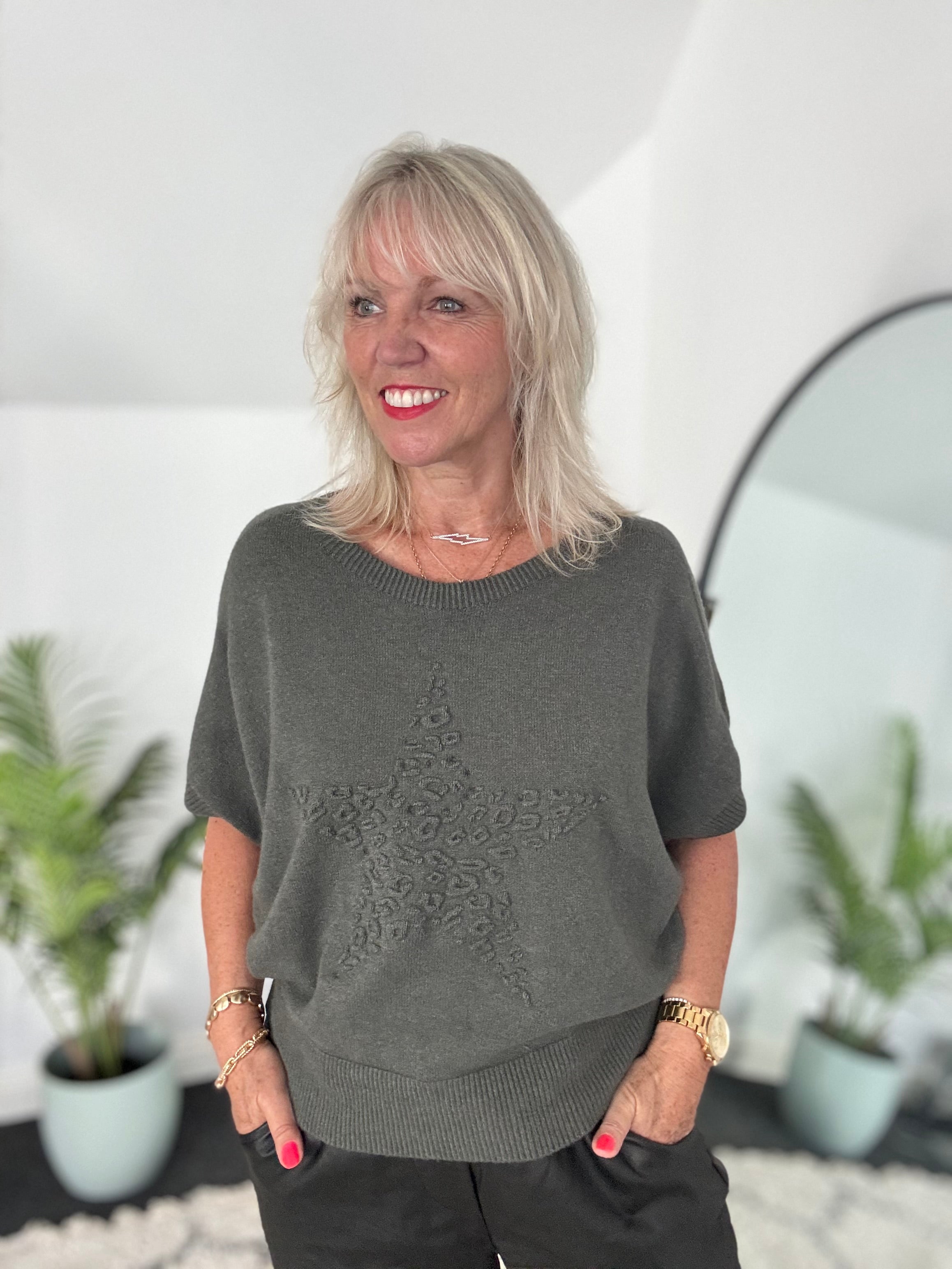 Soft Star Jumper in Khaki