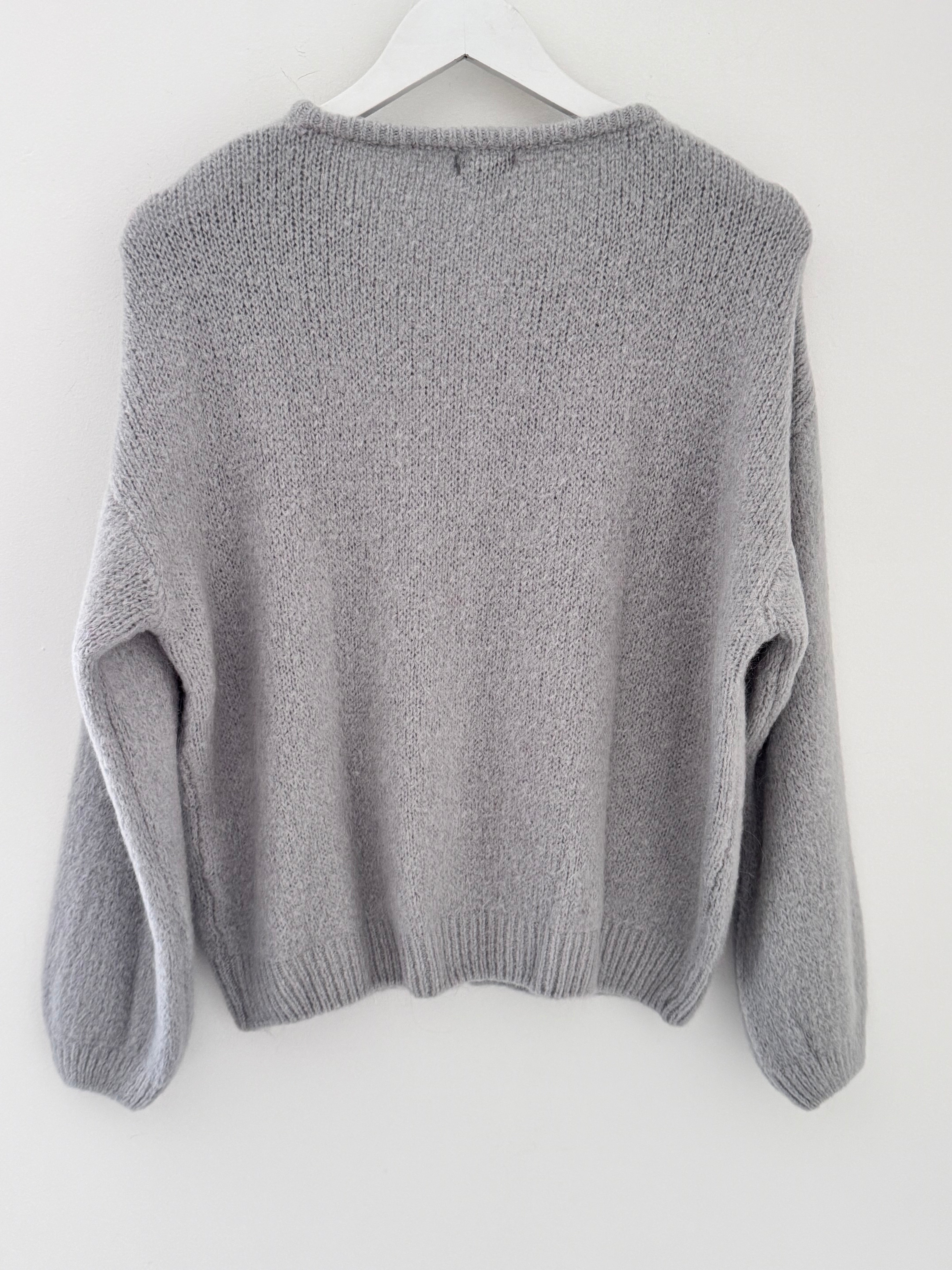 Alpaca Buttoned Cardi in Soft Grey