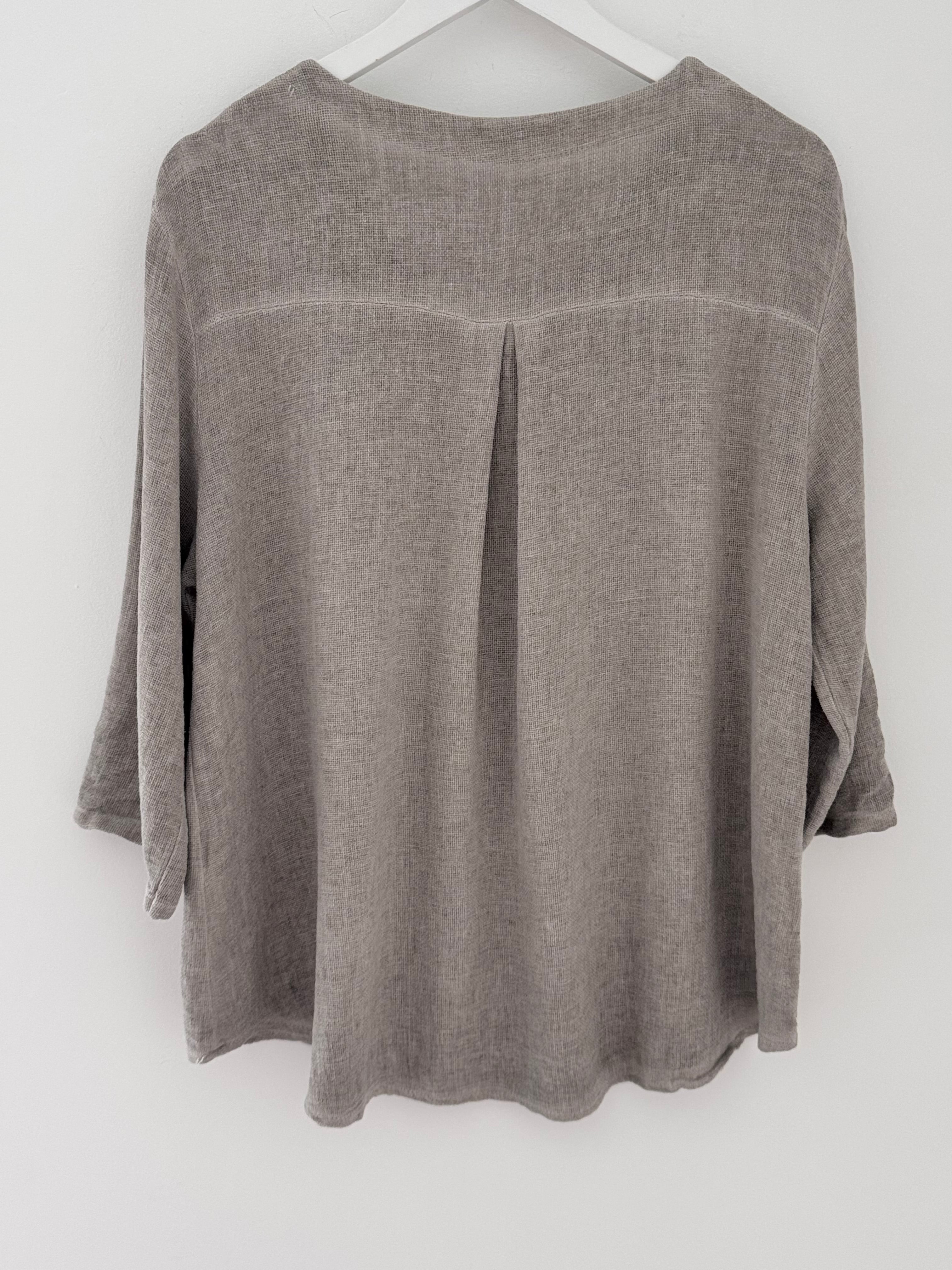 Linen & Cotton Shirt in Mocha