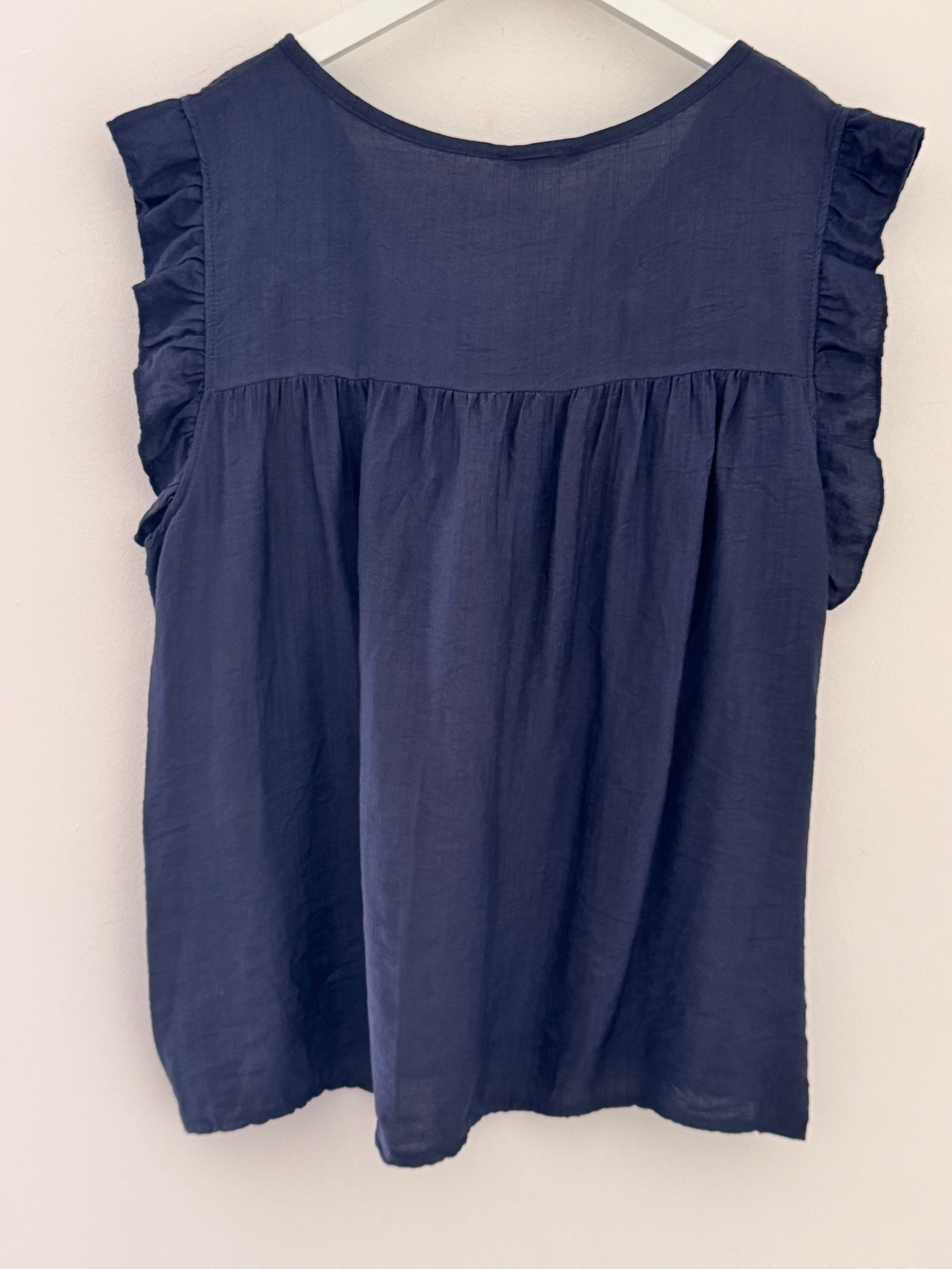 Simple V Neck Top in Navy