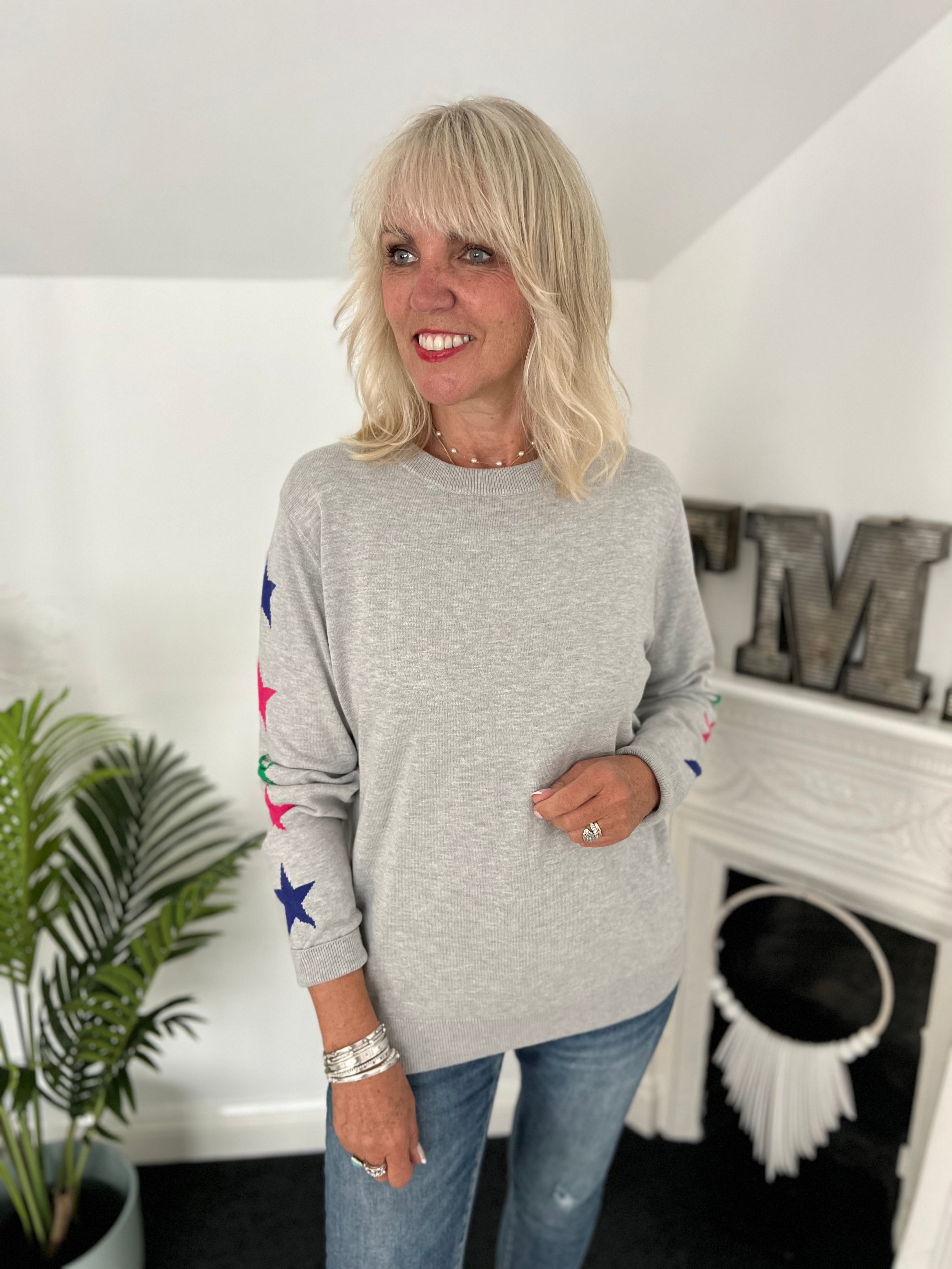 Grey Jumper with Star Sleeves