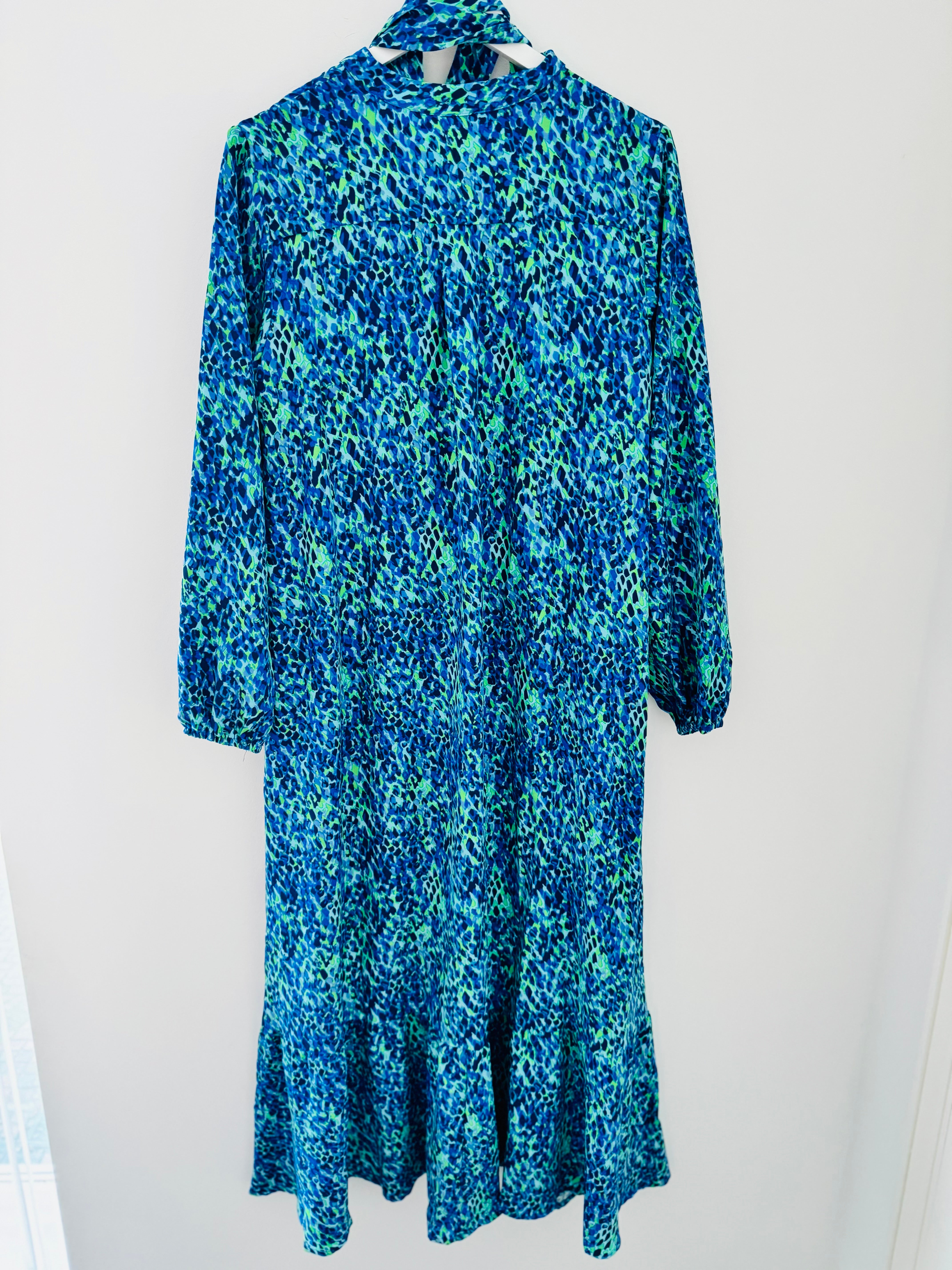 Premium Printed Dress in Blue & Green