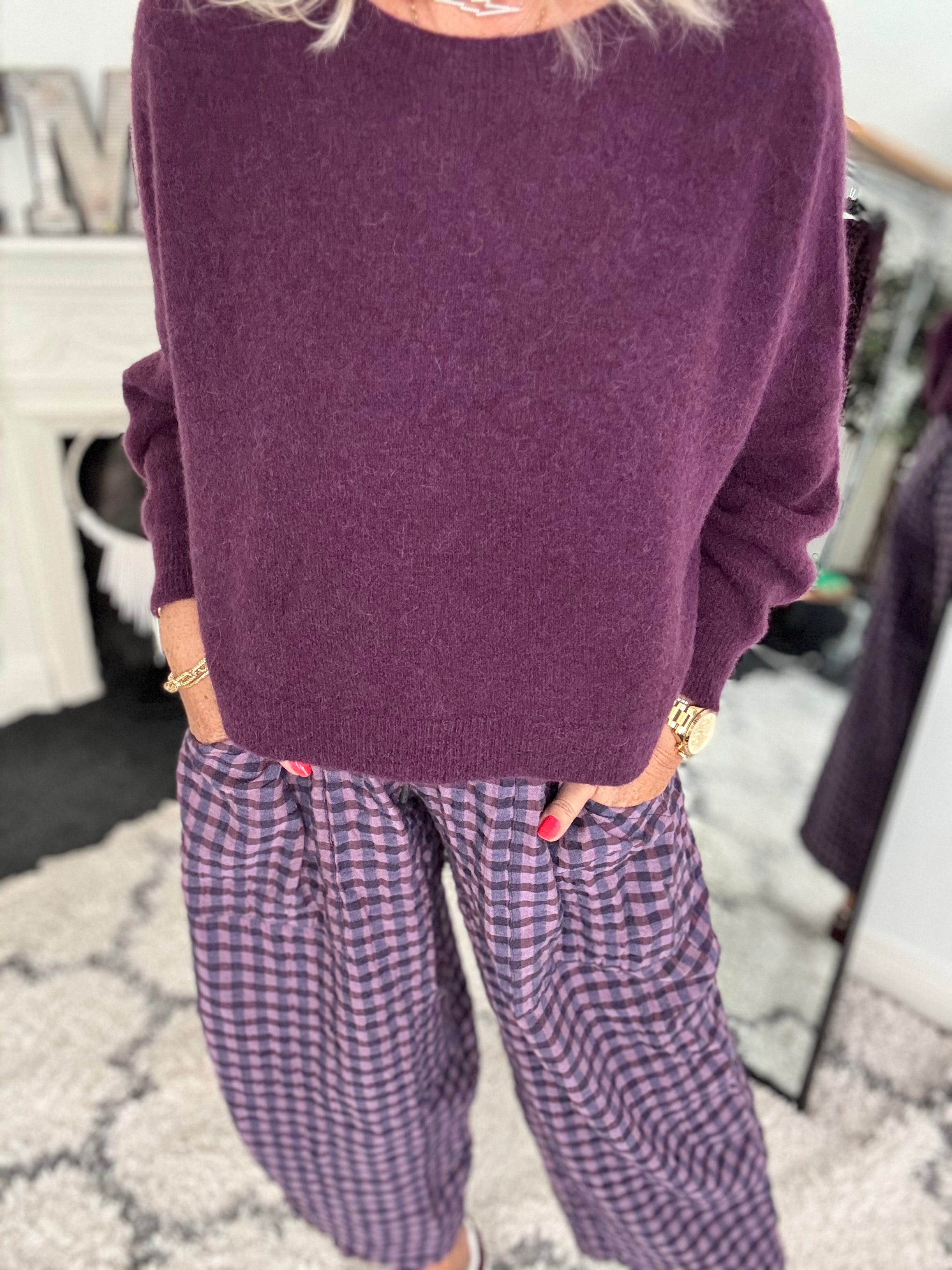 Luxe Slouchy Alpaca Jumper in Plum