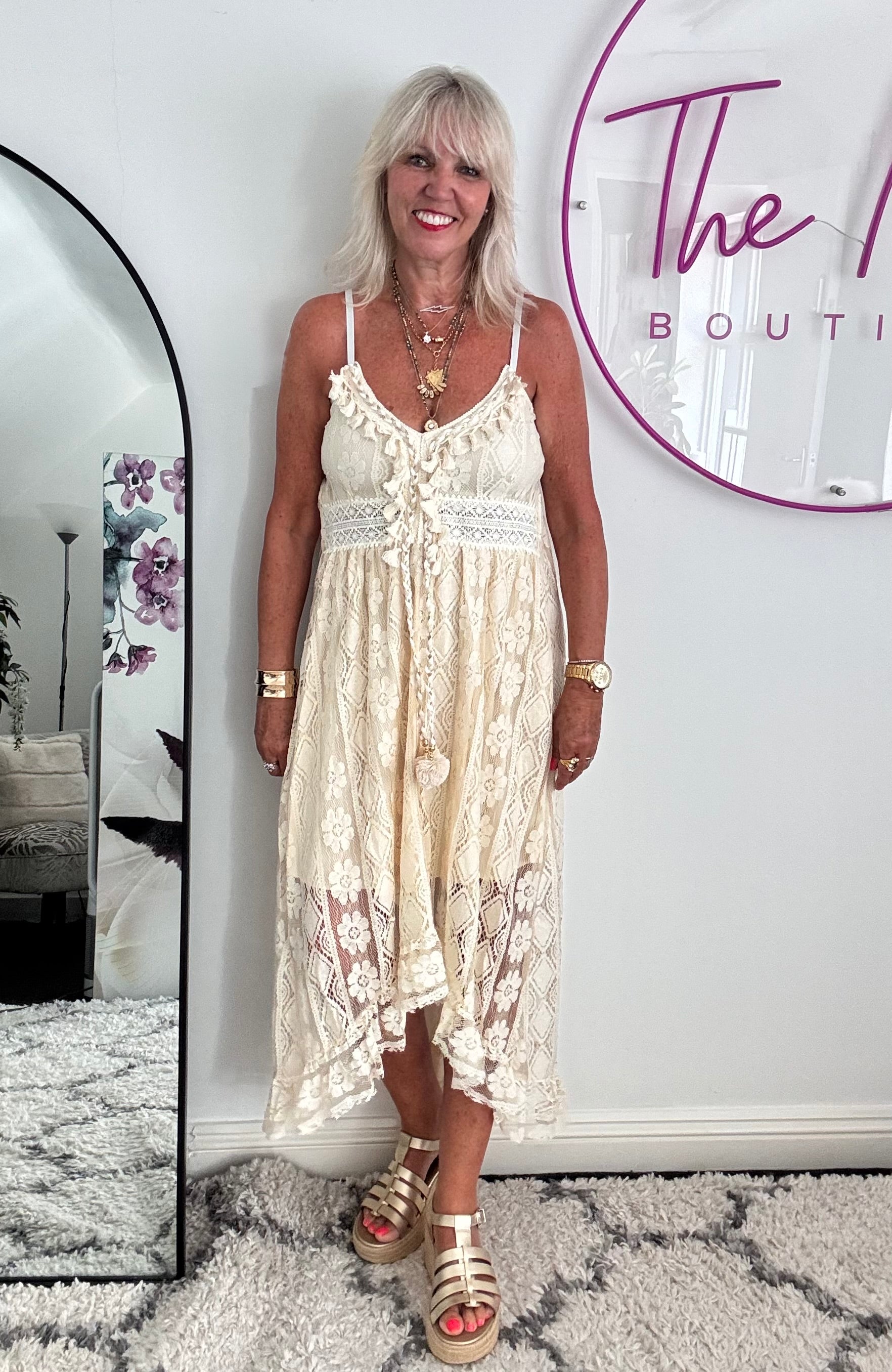 Summer Tassel Dress in Vanilla