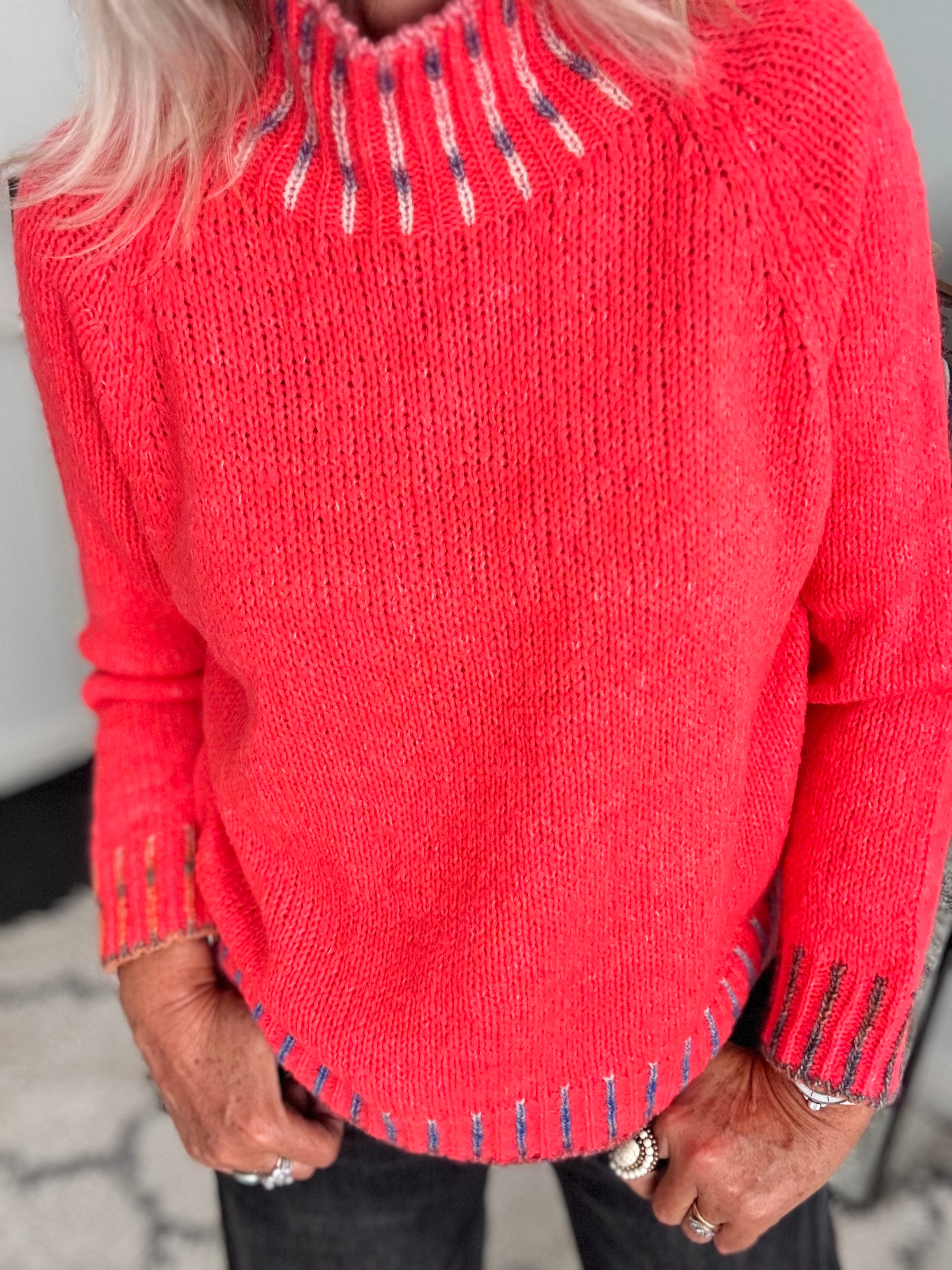 Stunning Funnel Neck Jumper in Coral