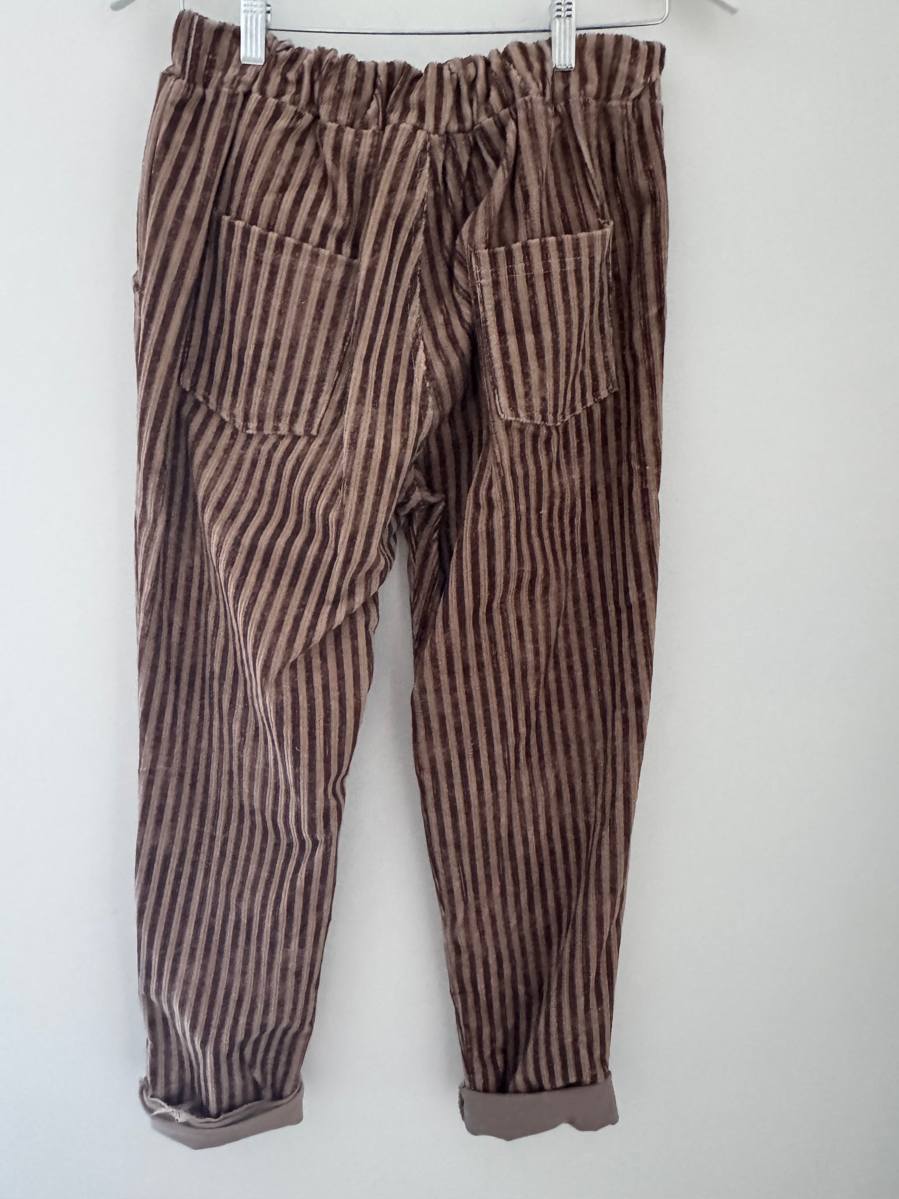 Chenille Cord Joggers in Mocha & Cocoa Stripe