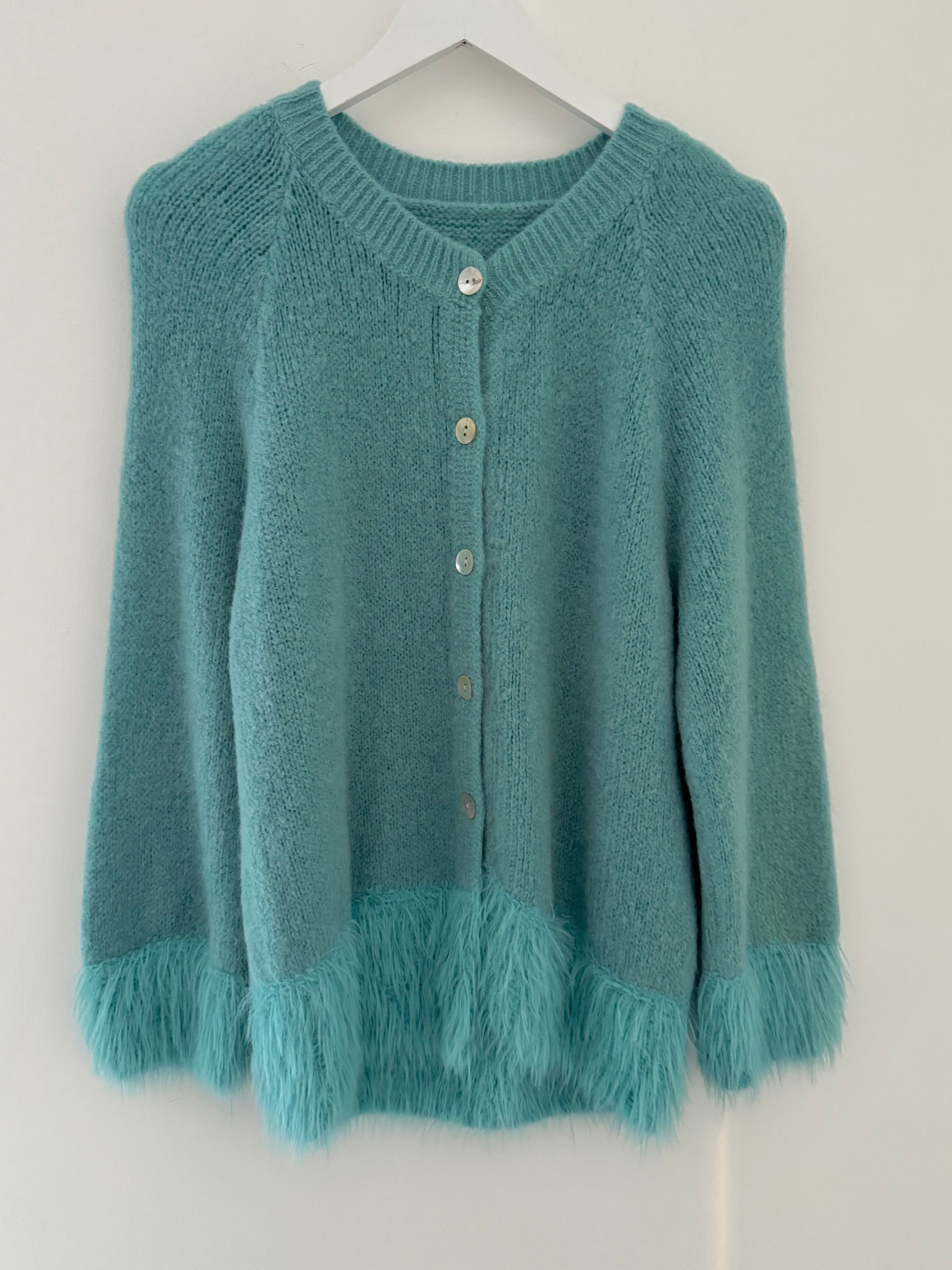 Luxe Fringe Cardigan in Seaspray