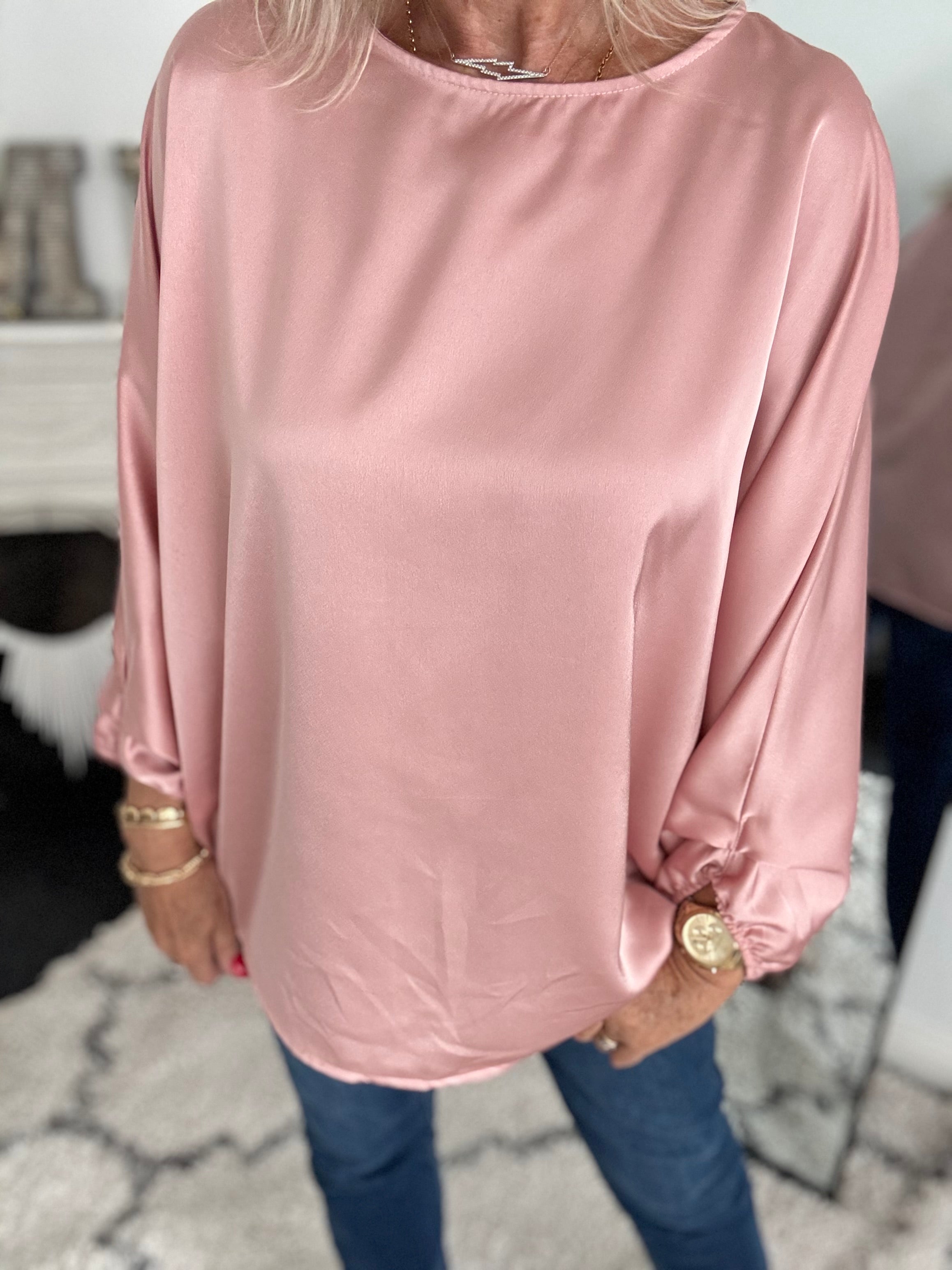Silky Round Neck Top in Deep Blush