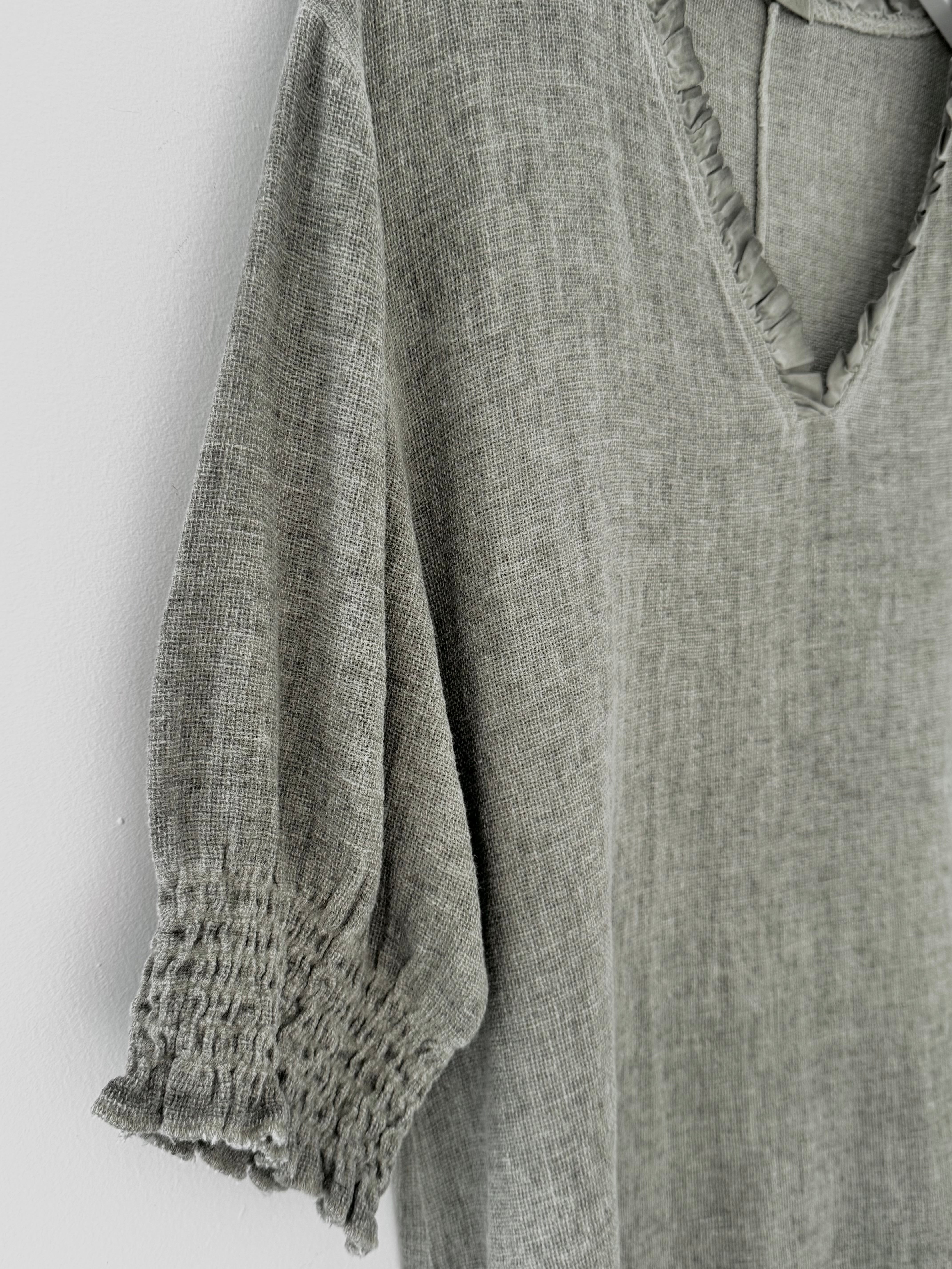 Linen & Cotton Top in Khaki