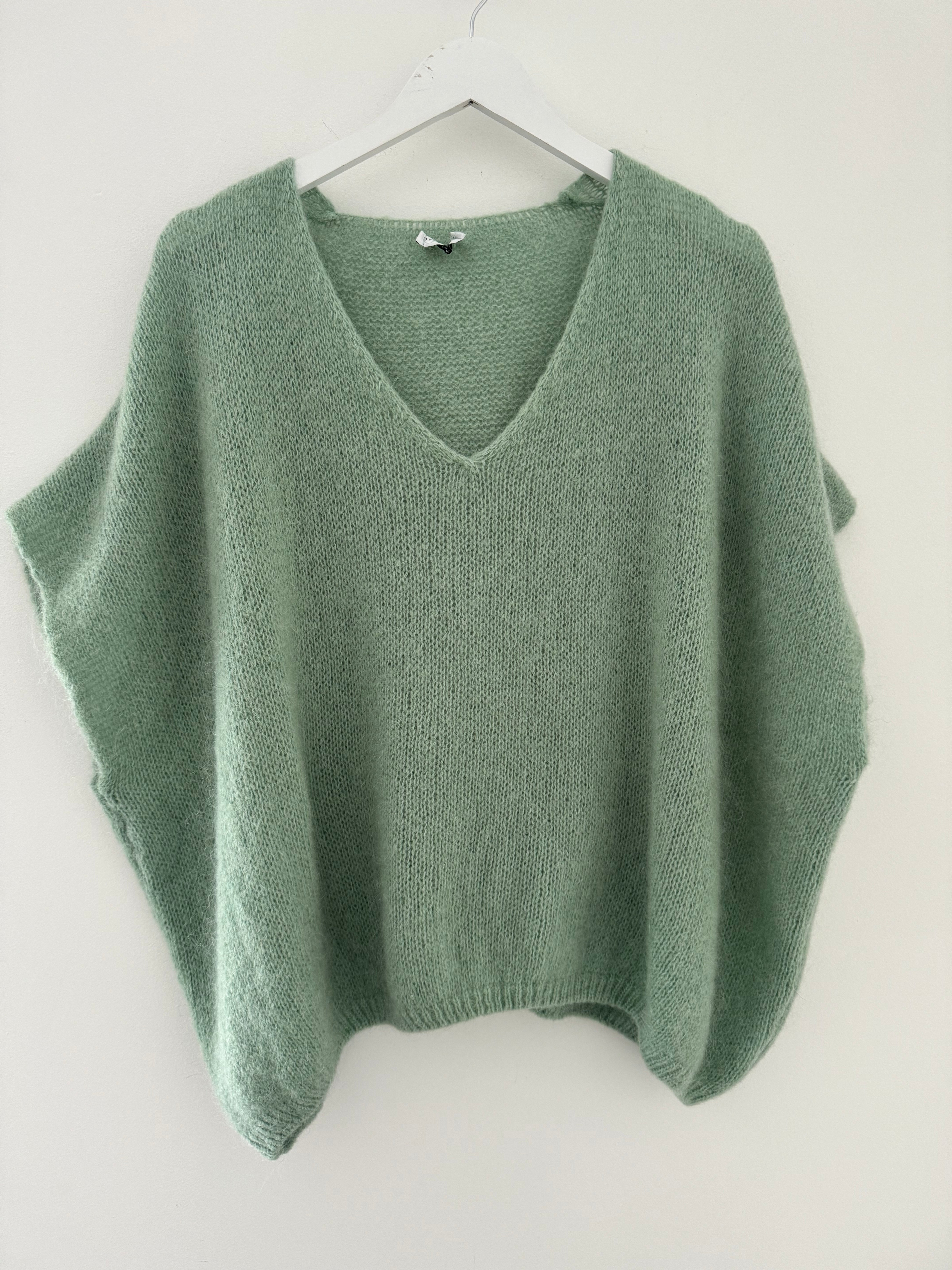 Mohair V Neck Tank in Sage