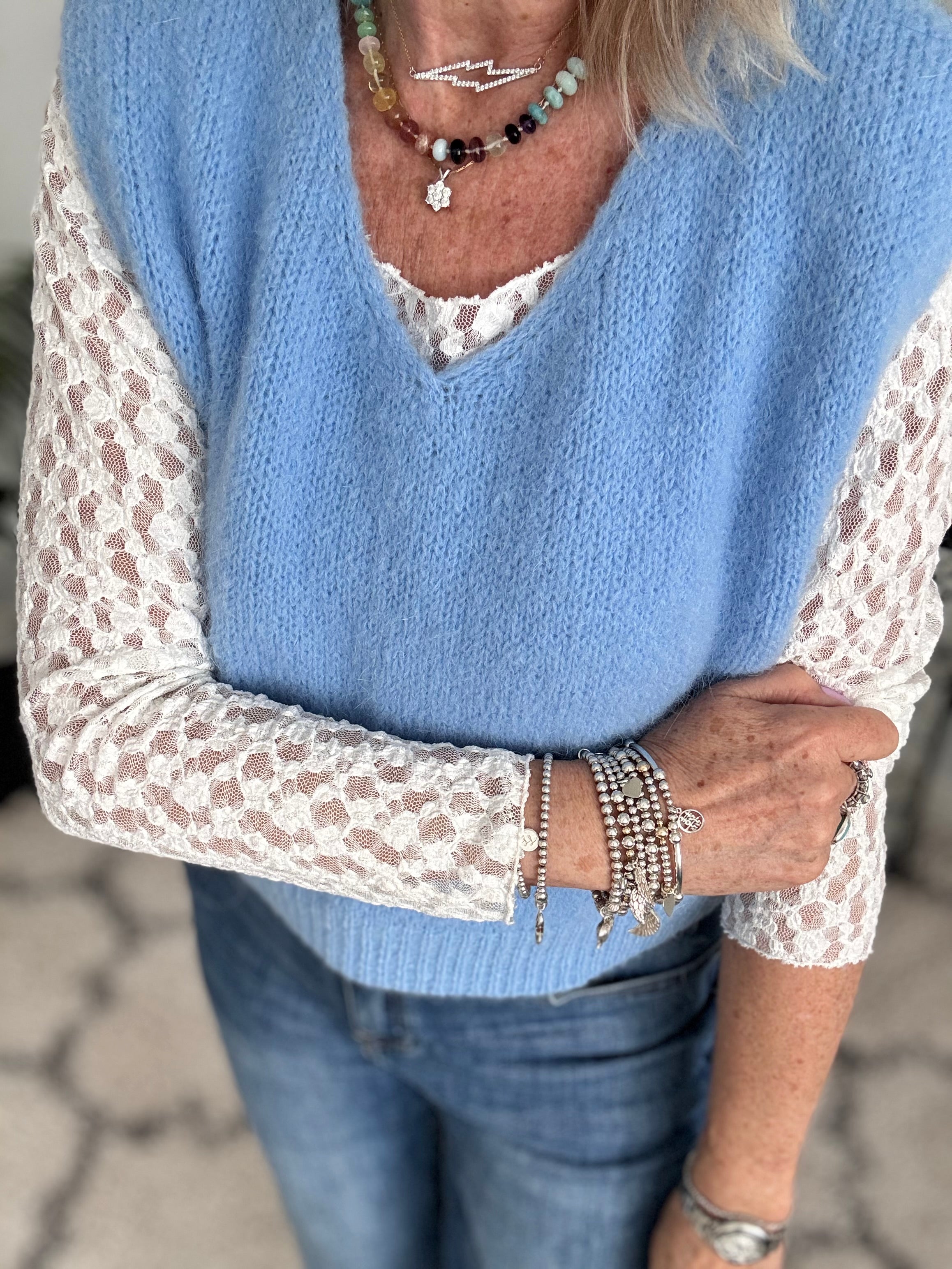 Kid Mohair Tank in Cornflower Blue