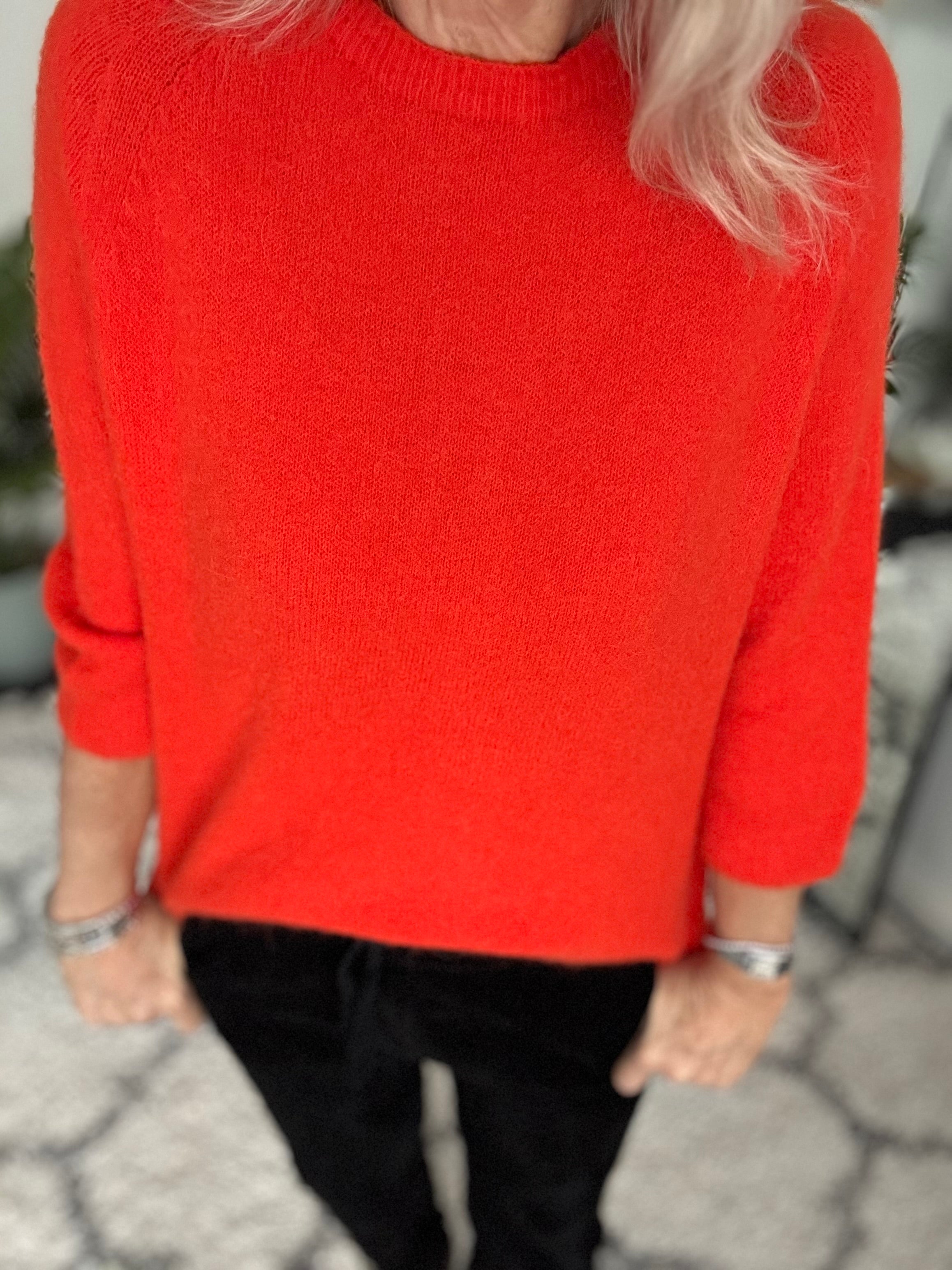 Round Neck Alpaca Jumper in Orange