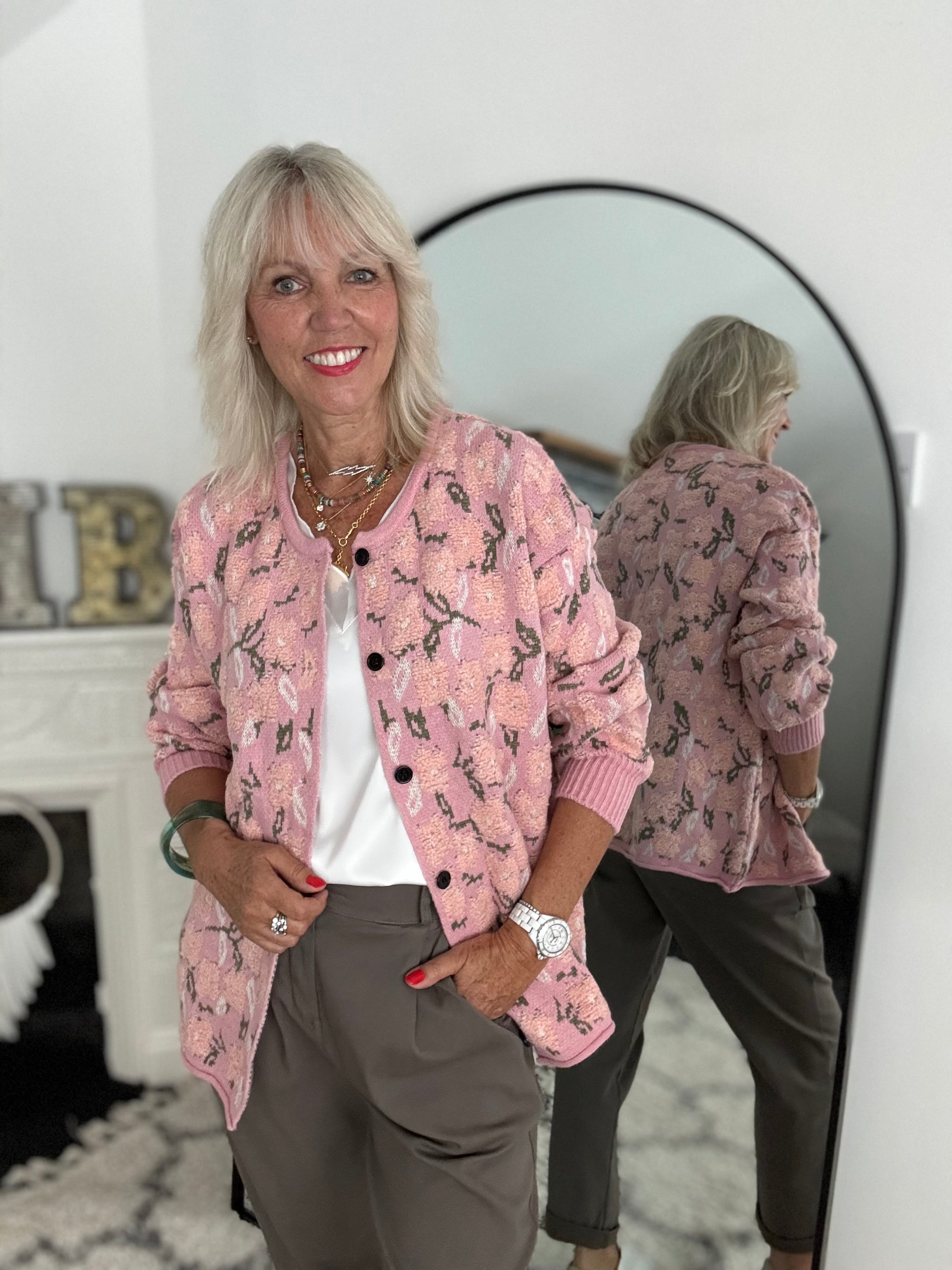 Soft Floral Cardi in Shades of Pink
