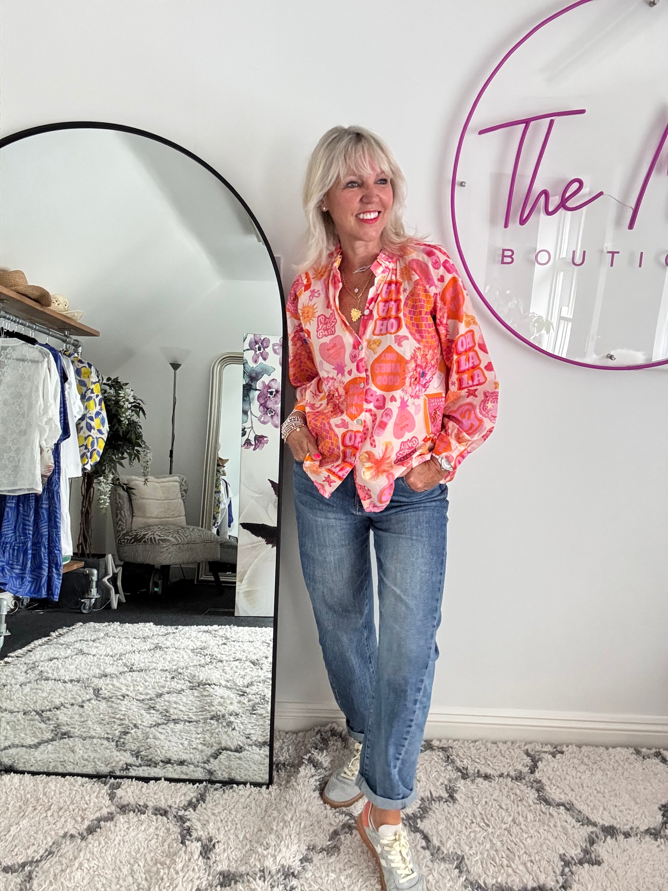 Striking Blouse in Pink & Orange