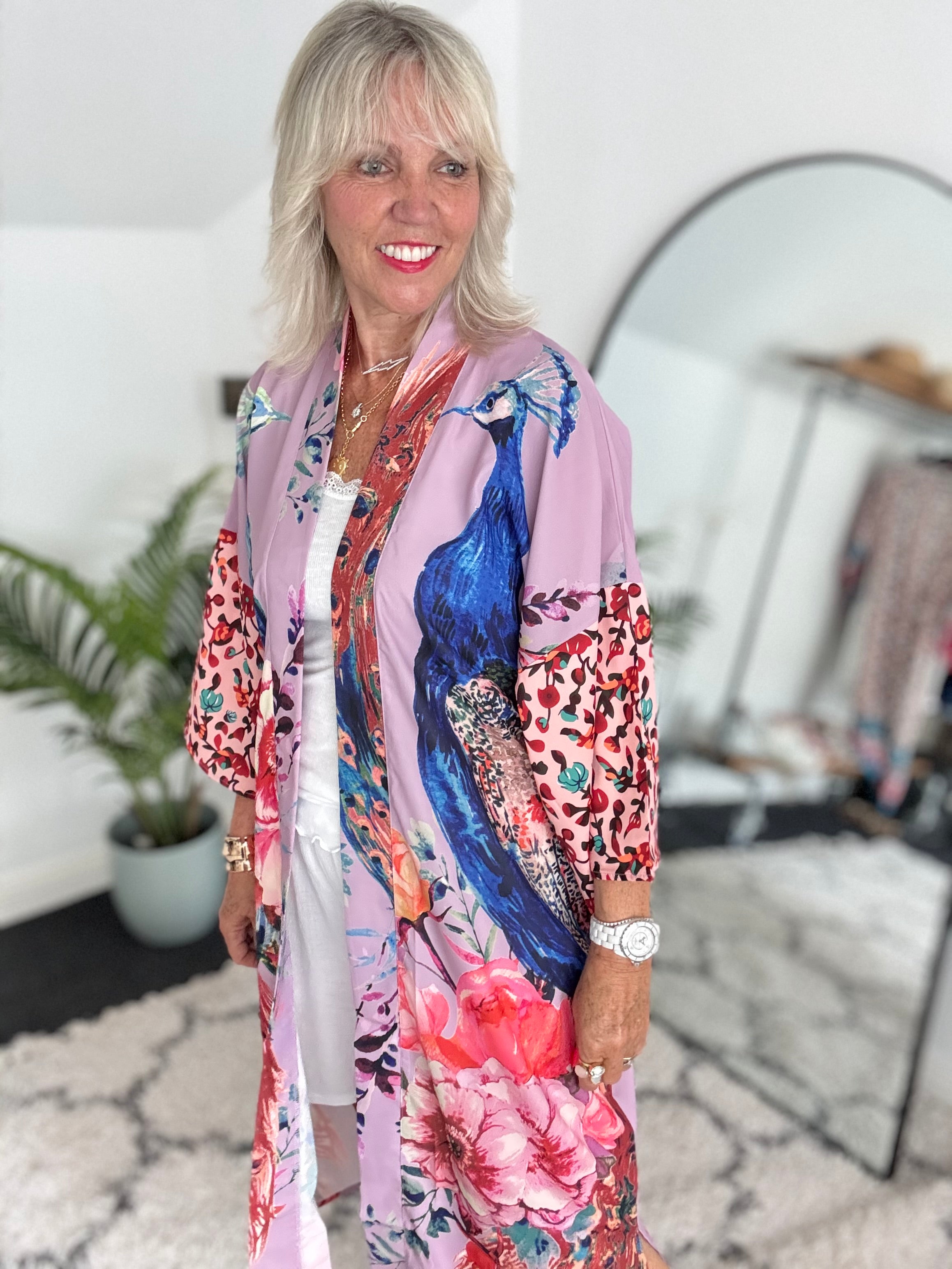 Silky Peacock Kimono