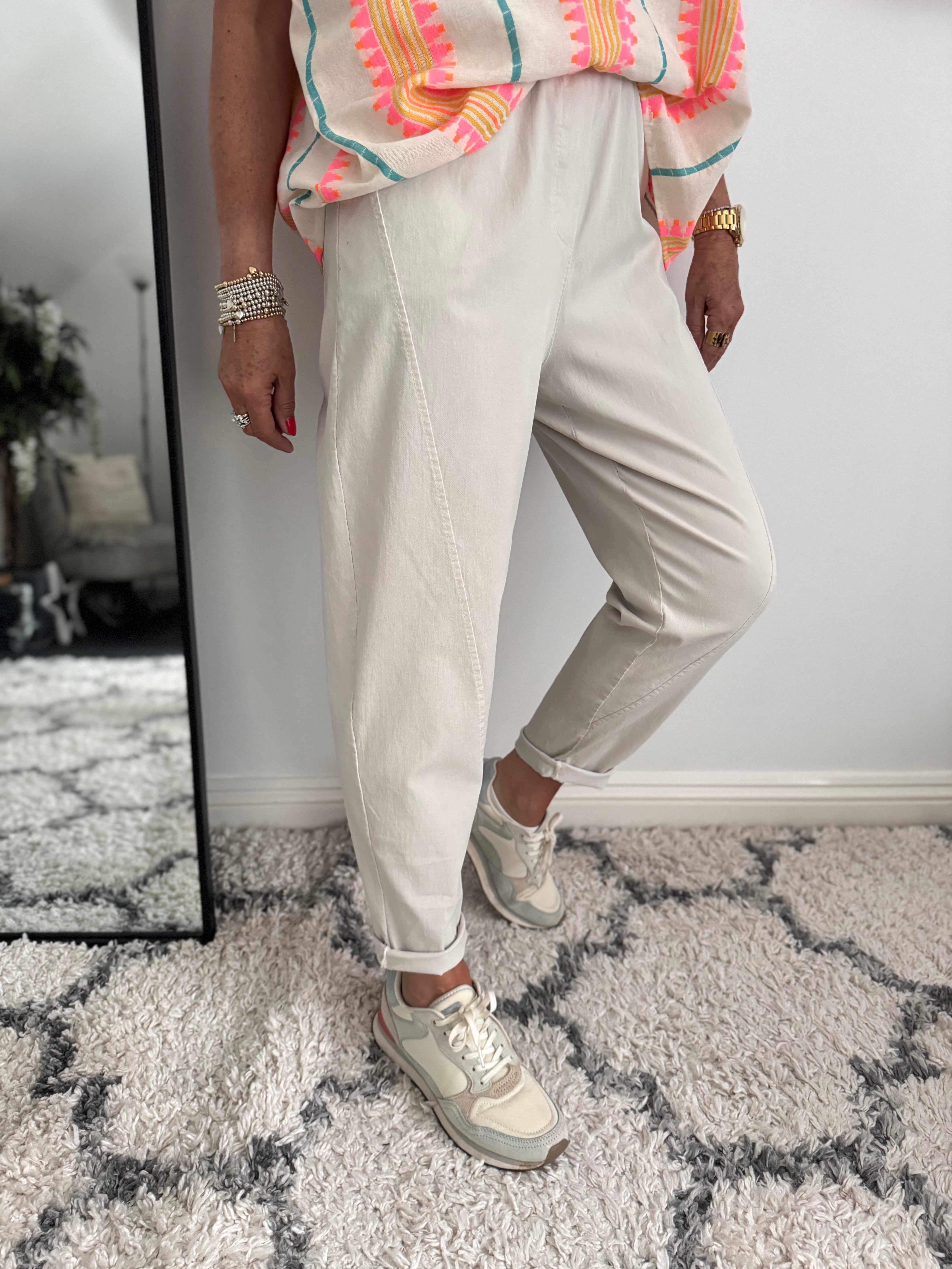 Engineered Boyfriend Joggers in Stone