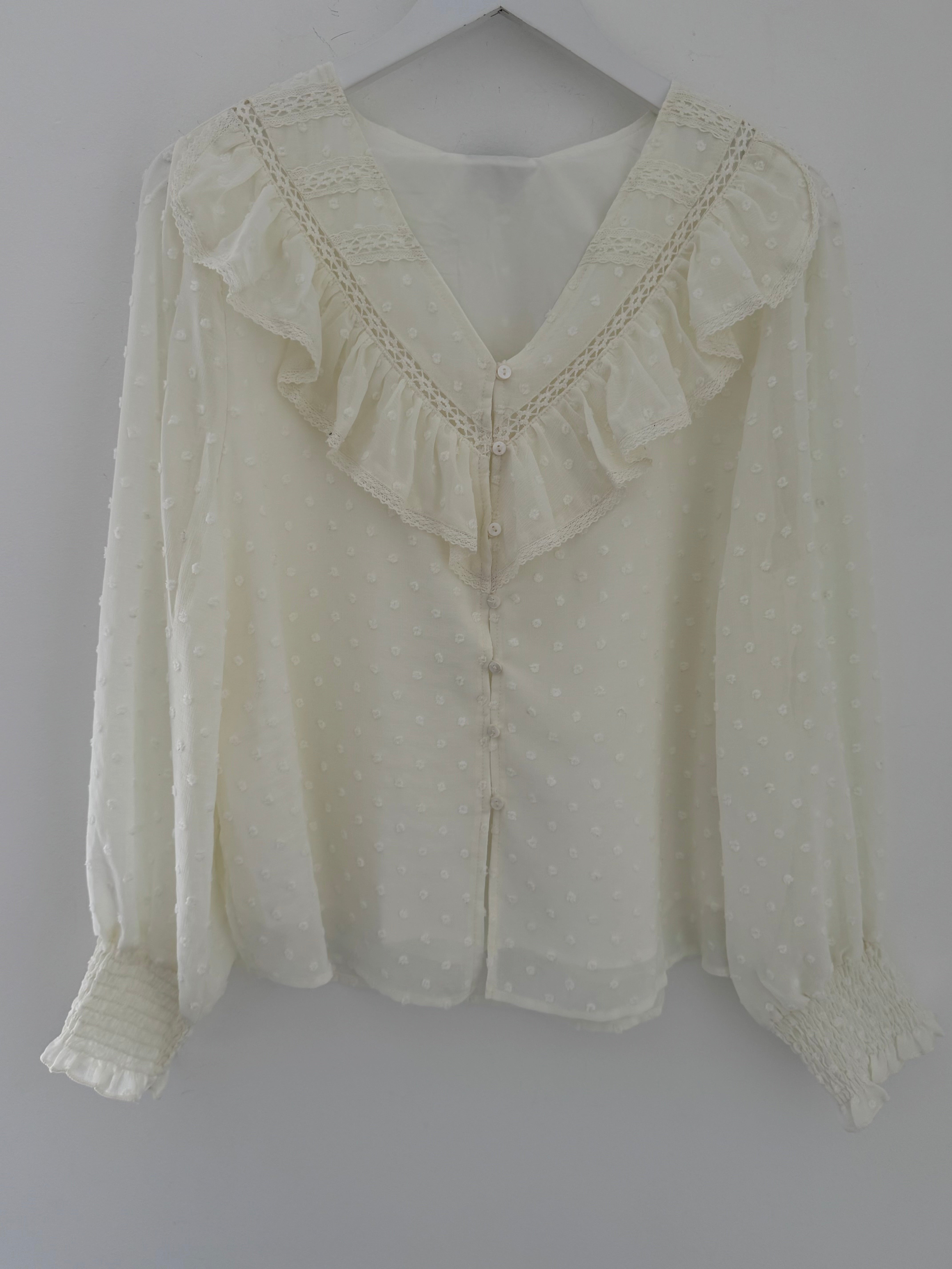 Ruffle & Dot Blouse in Ivory