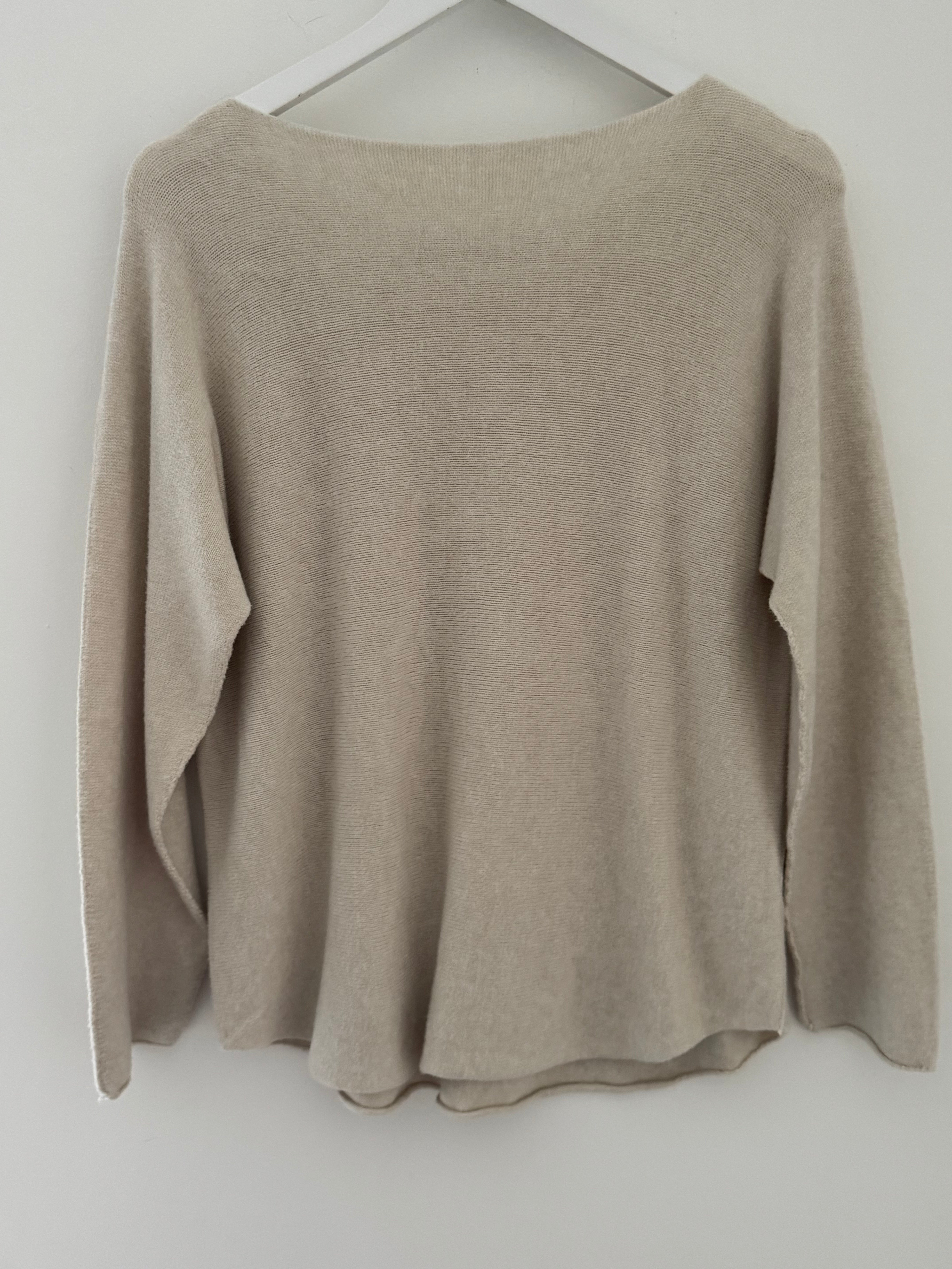 Simple Round Neck Jumper in Stone