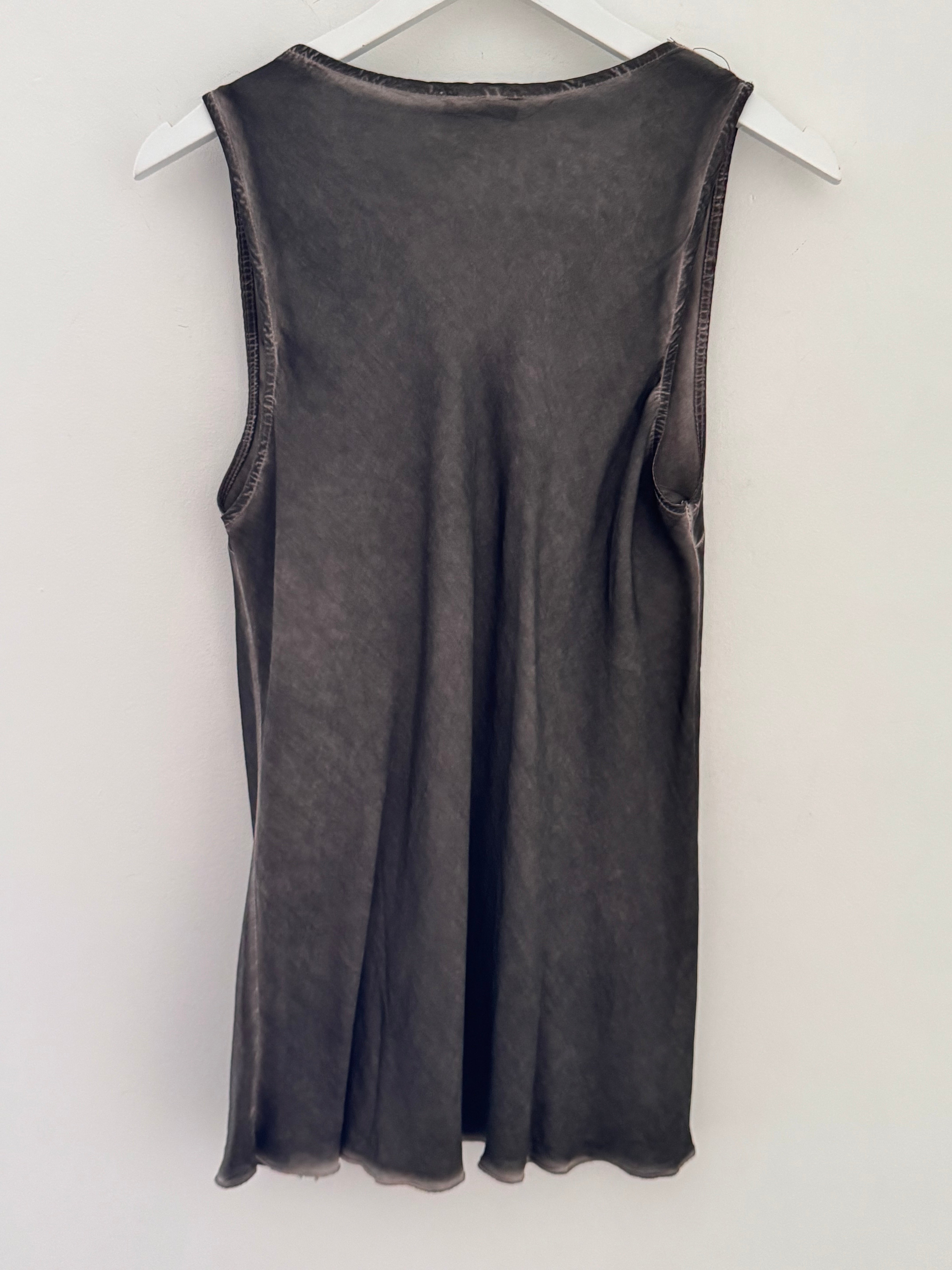 Lace Trim Silk Top in Cocoa