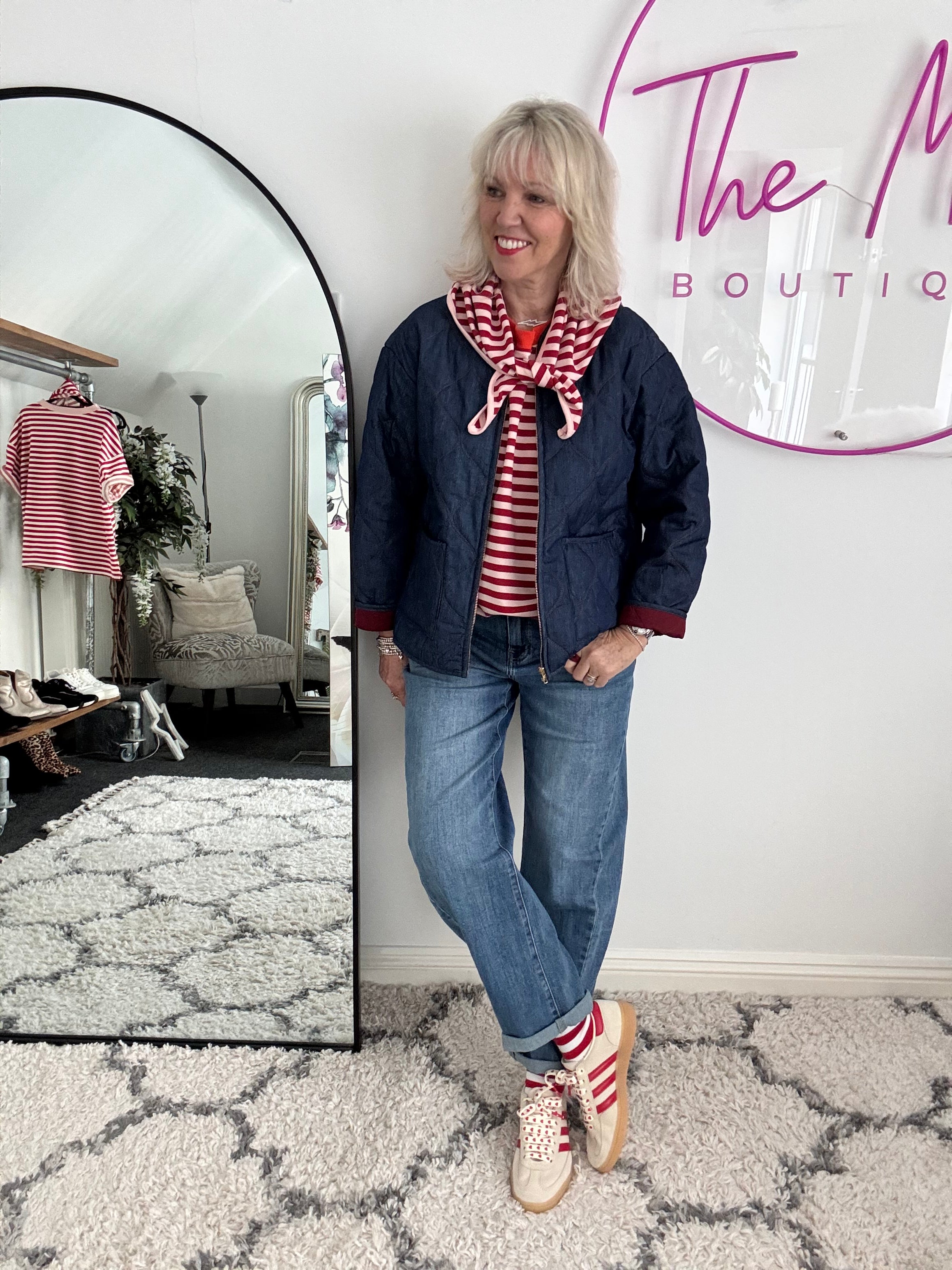 Luxe Quilted Jacket in Deep Denim