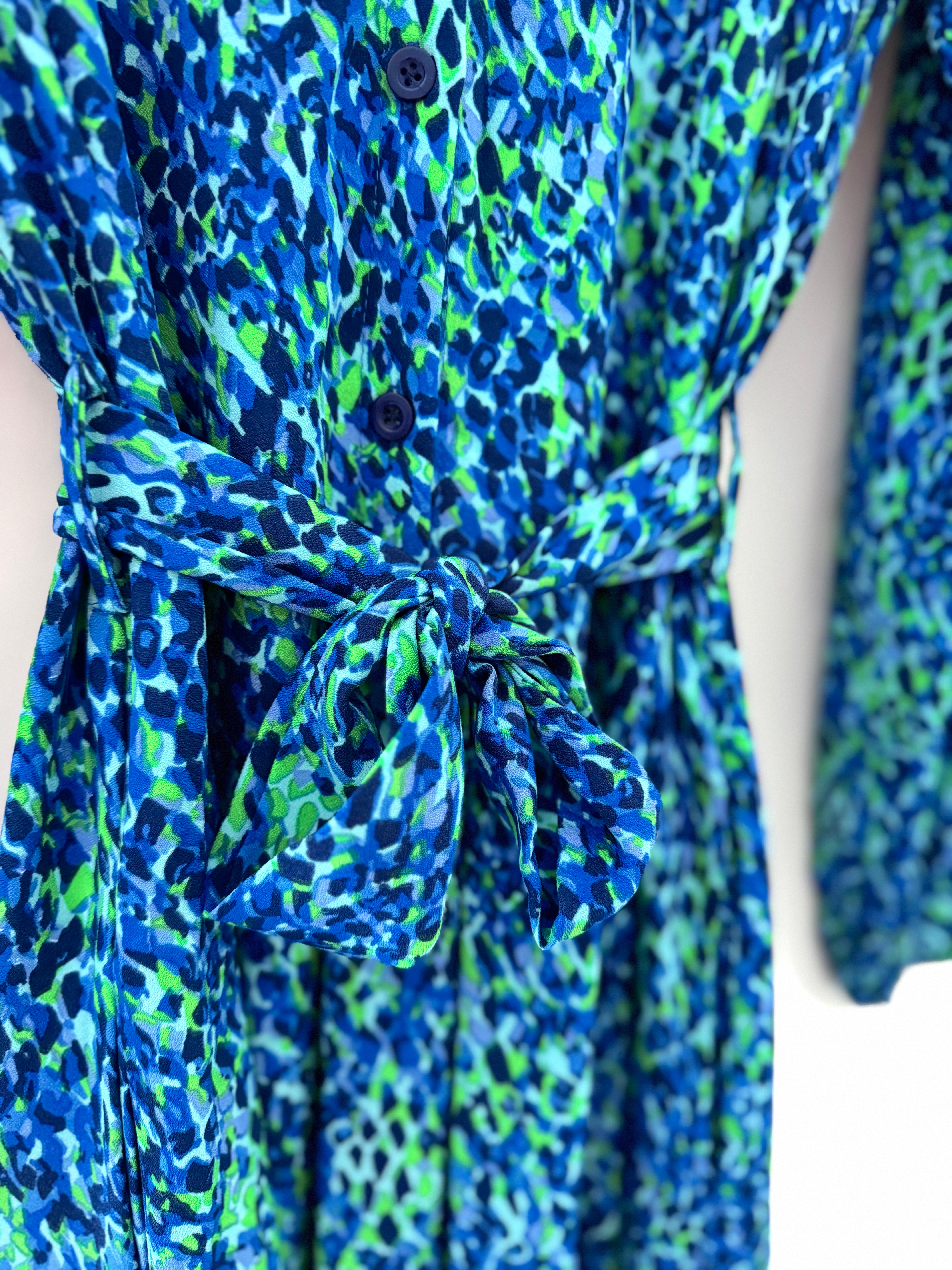 Premium Printed Dress in Blue & Green